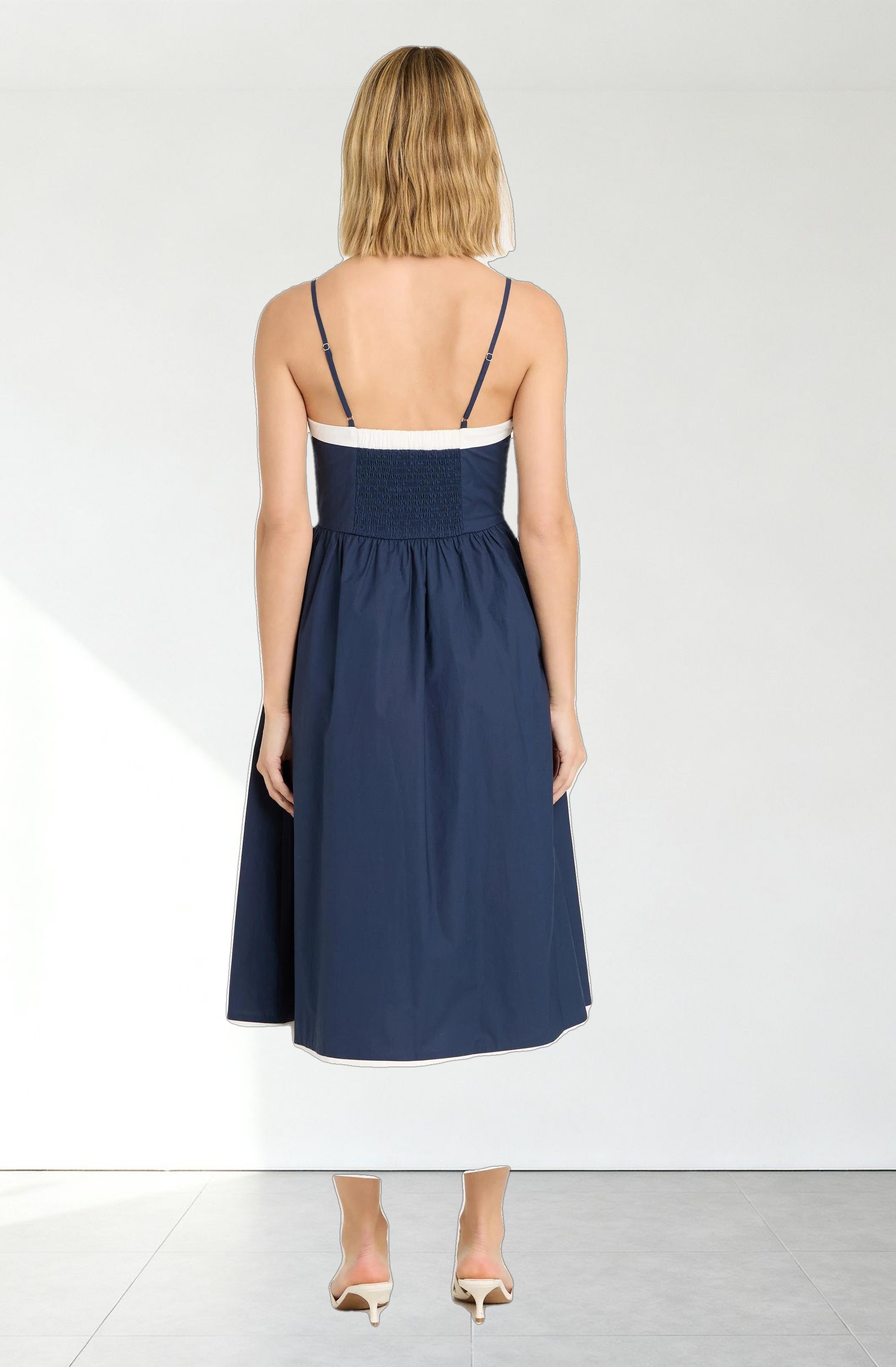 Contrast Sweetheart Midi Dress