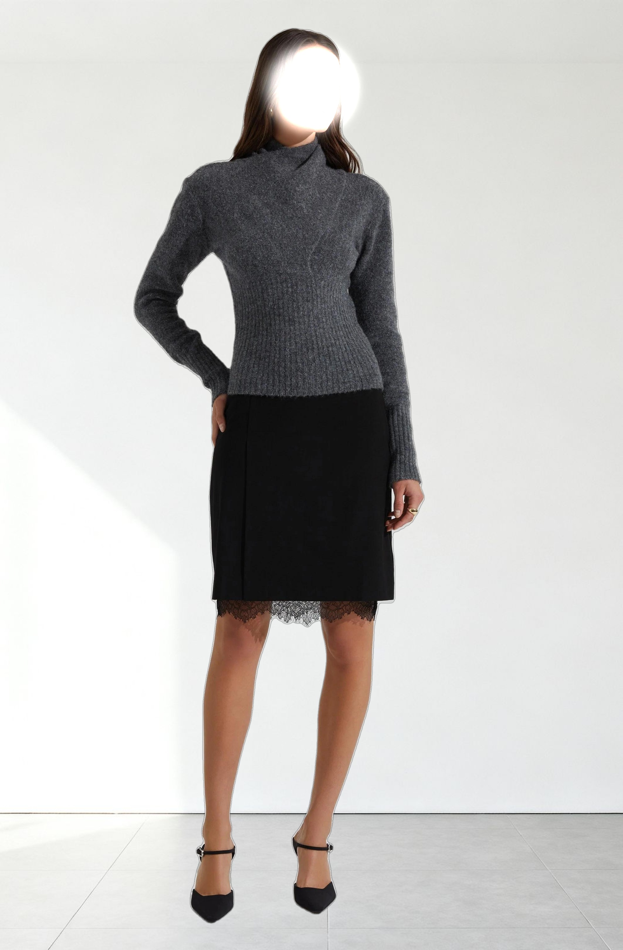 Itzayana Lace Trim Pencil Skirt