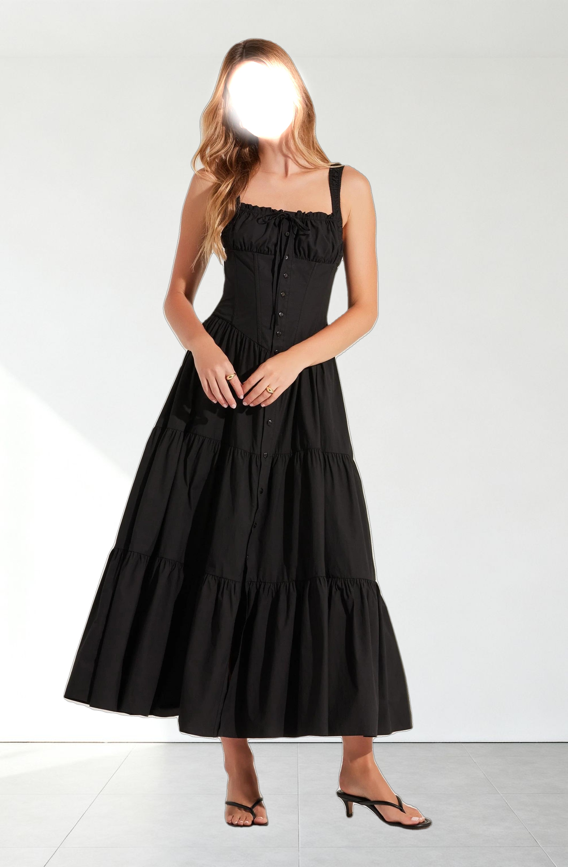 Temperance Tiered Milkmaid Maxi Dress