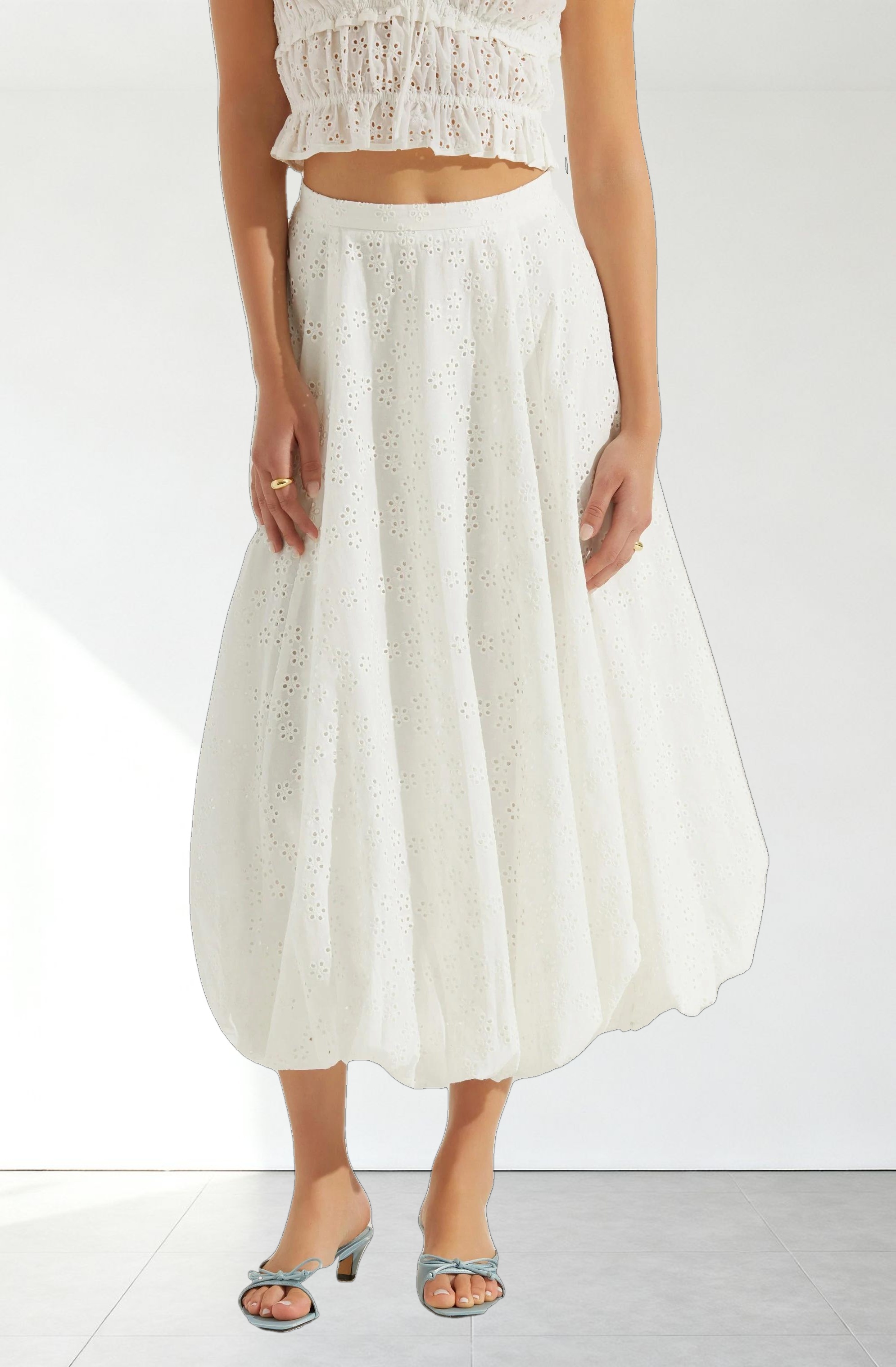 Kissel Eyelet Bubble Maxi Skirt