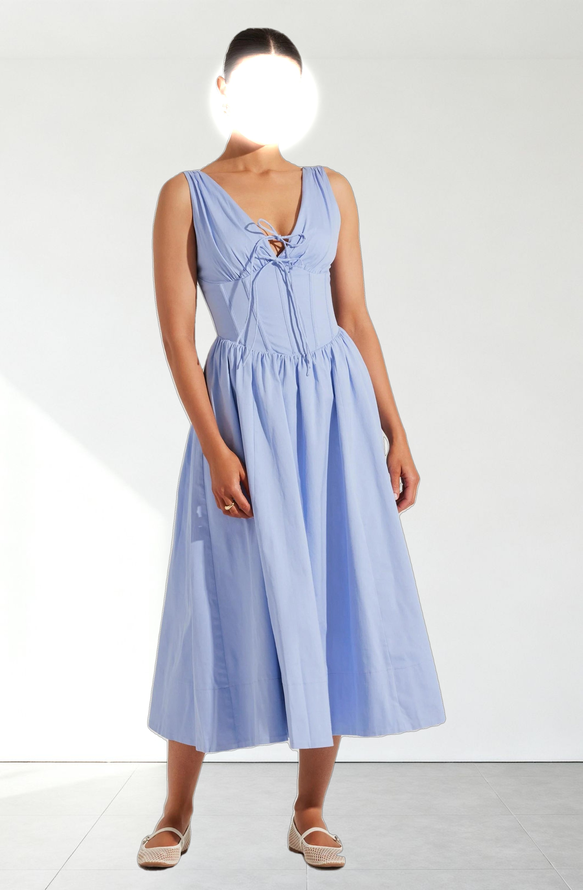 Maili Corset Poplin Midi Dress