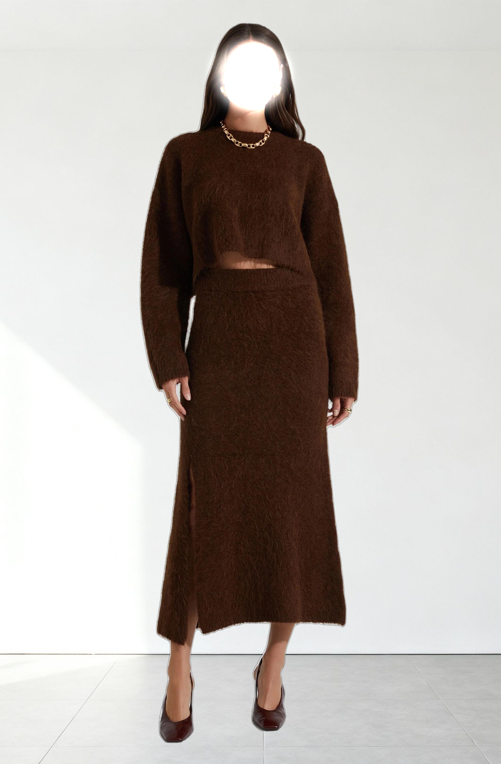 Sinisa Brushed Wool Midi Skirt