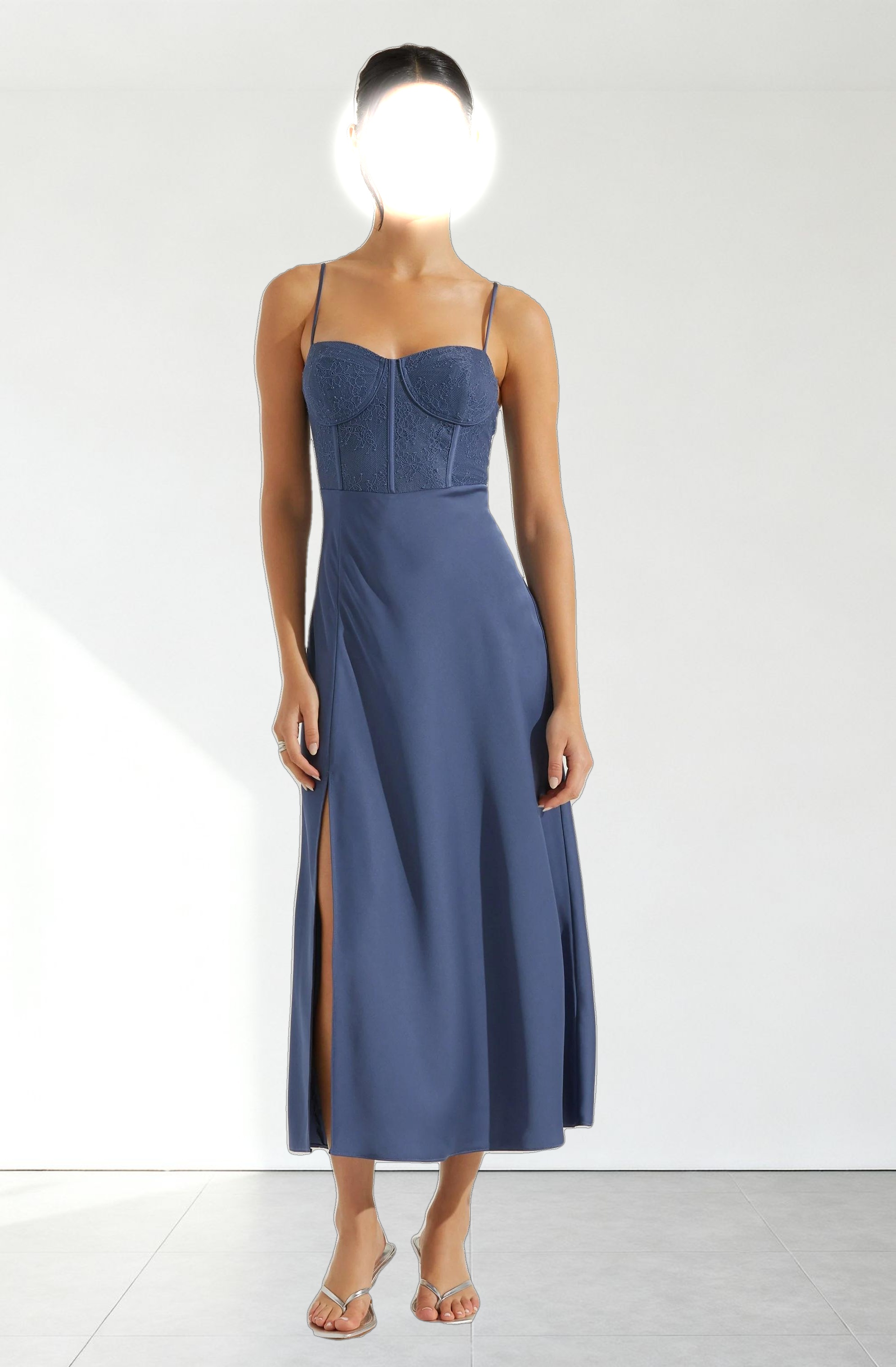 Lace Bustier Midi Dress