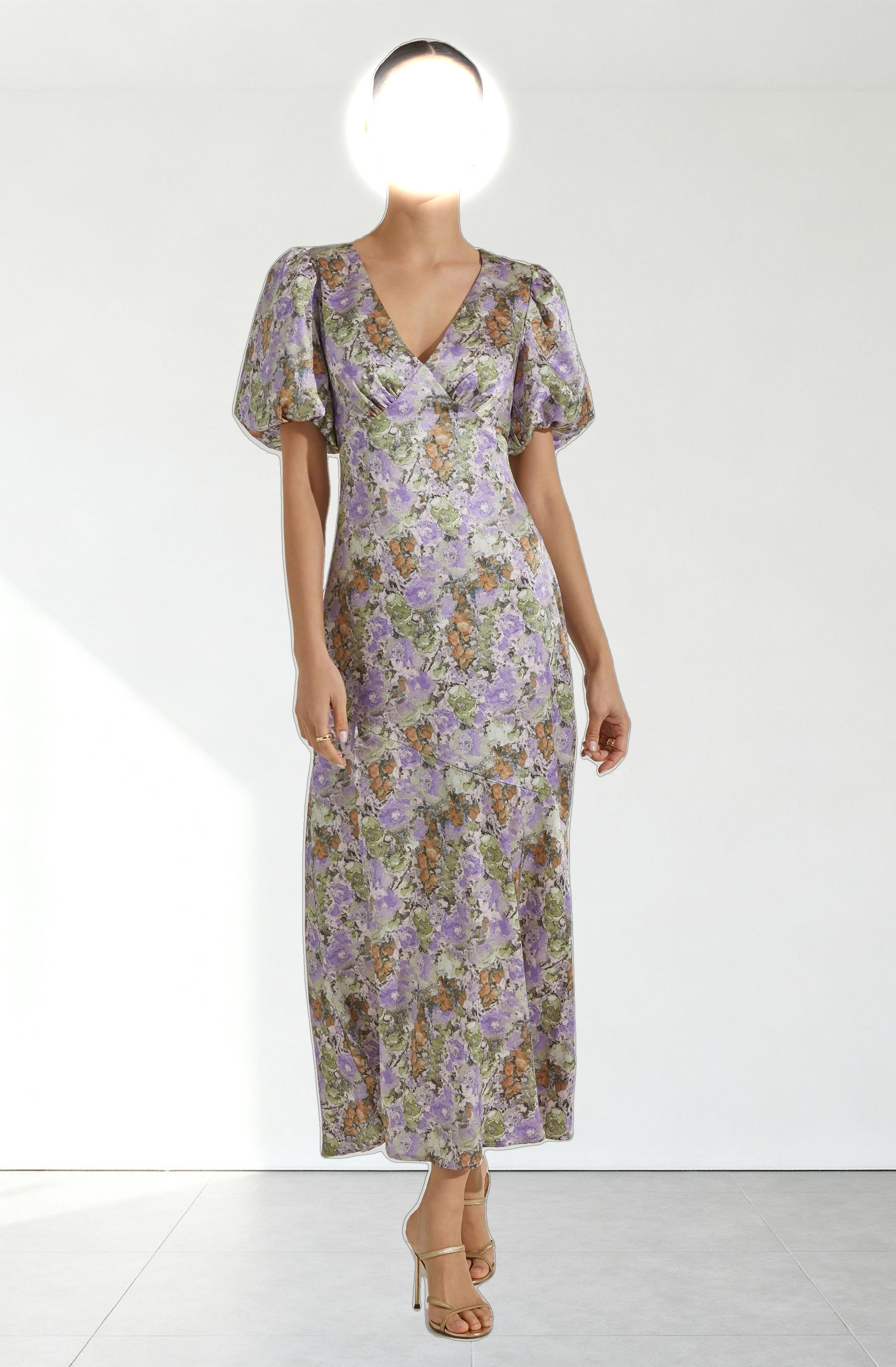 Satin Puff Sleeve Dress