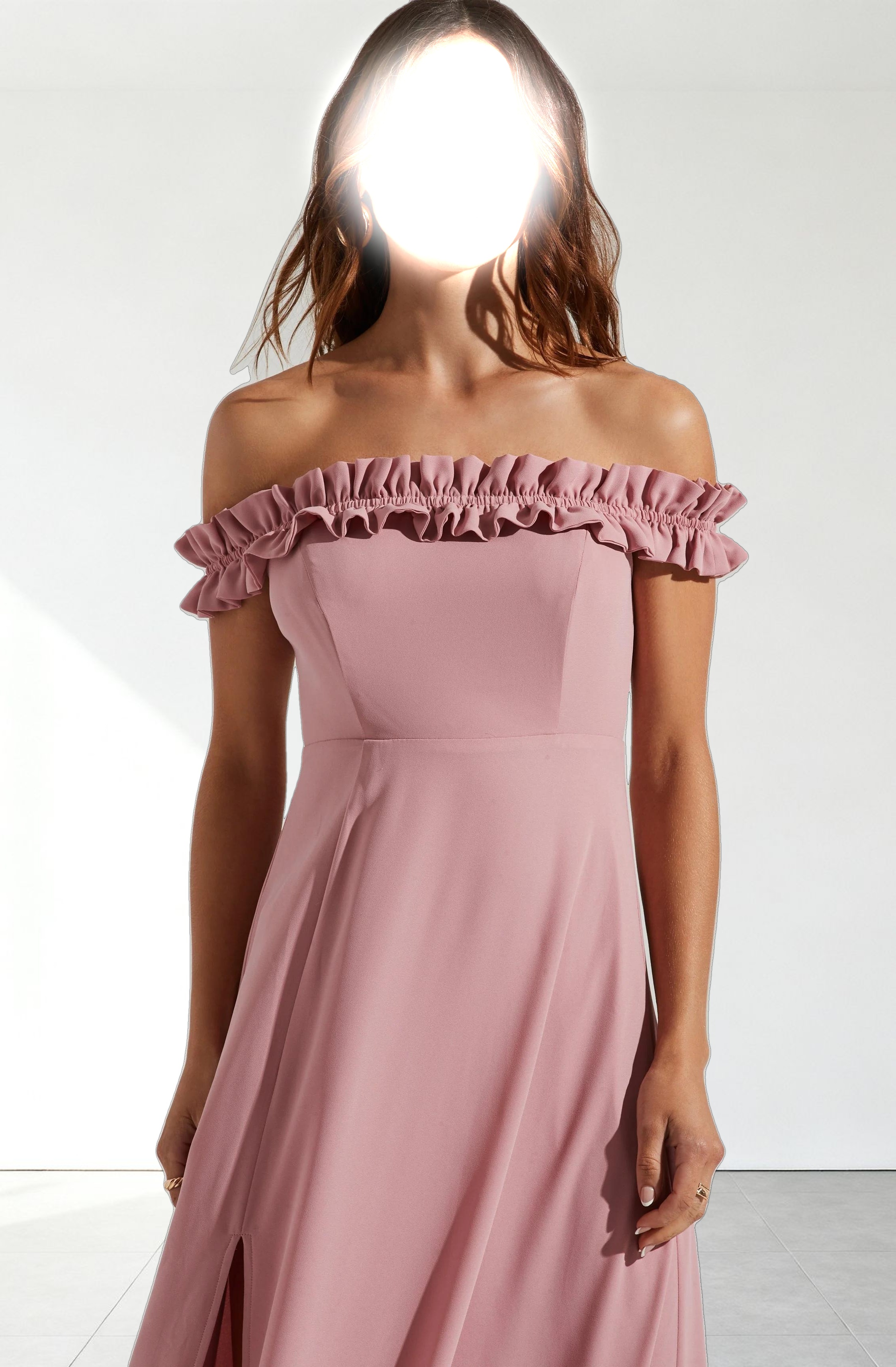 Venetia Off Shoulder Ruffle Trim Maxi Dress