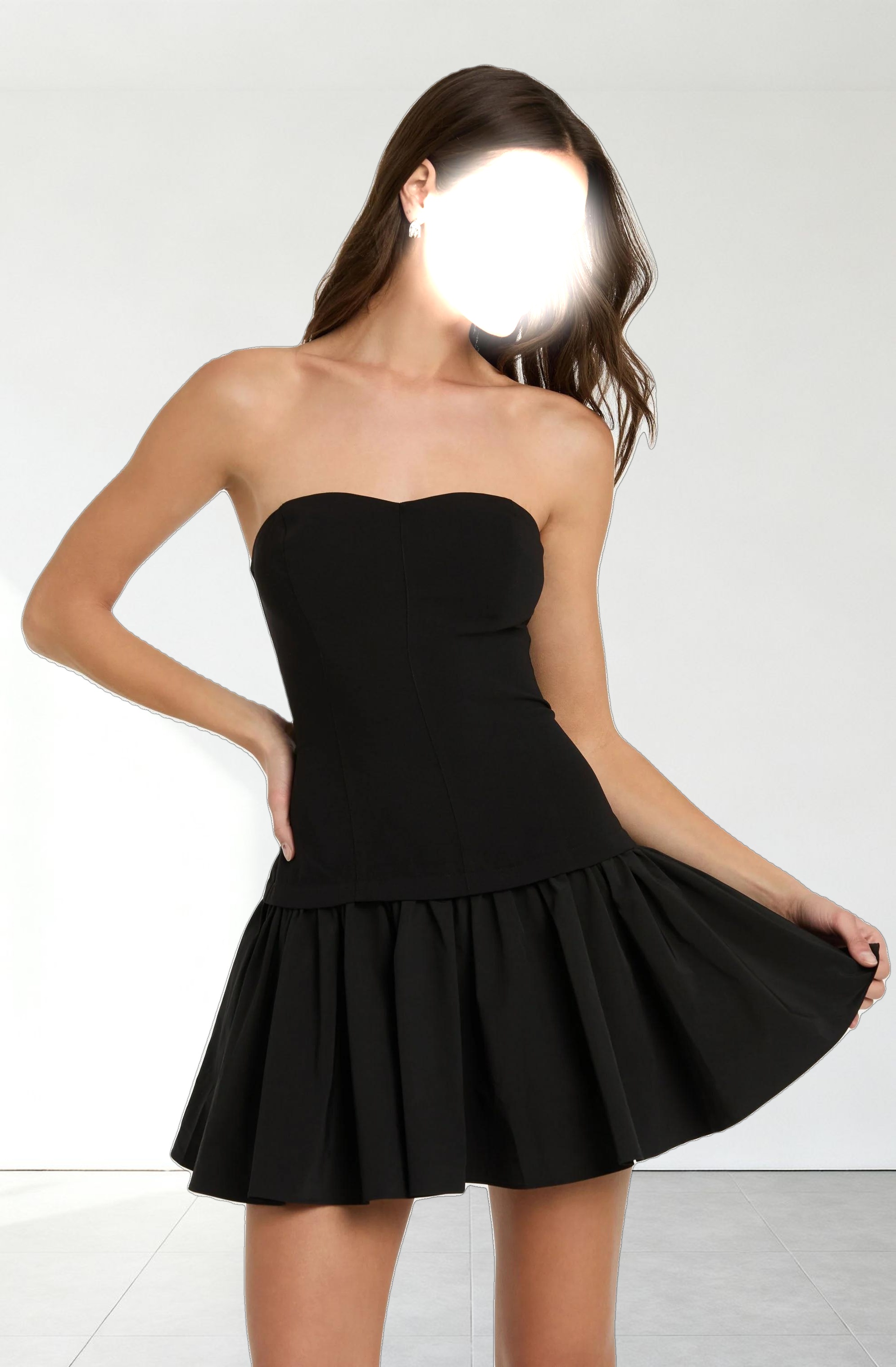 Strapless Drop Waist Mini Dress