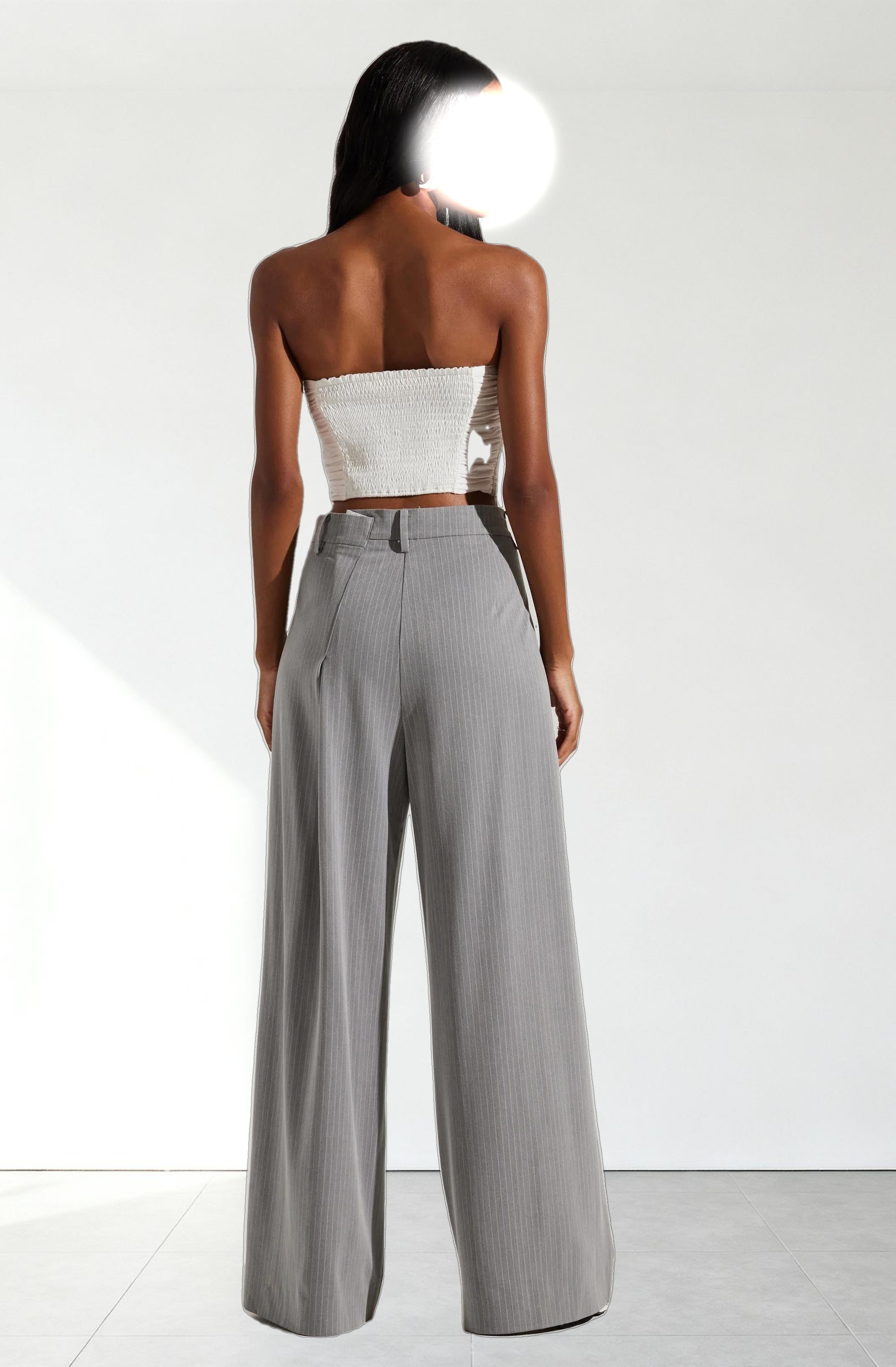 Dawson Pinstripe Asymmetric Wide Leg Pants