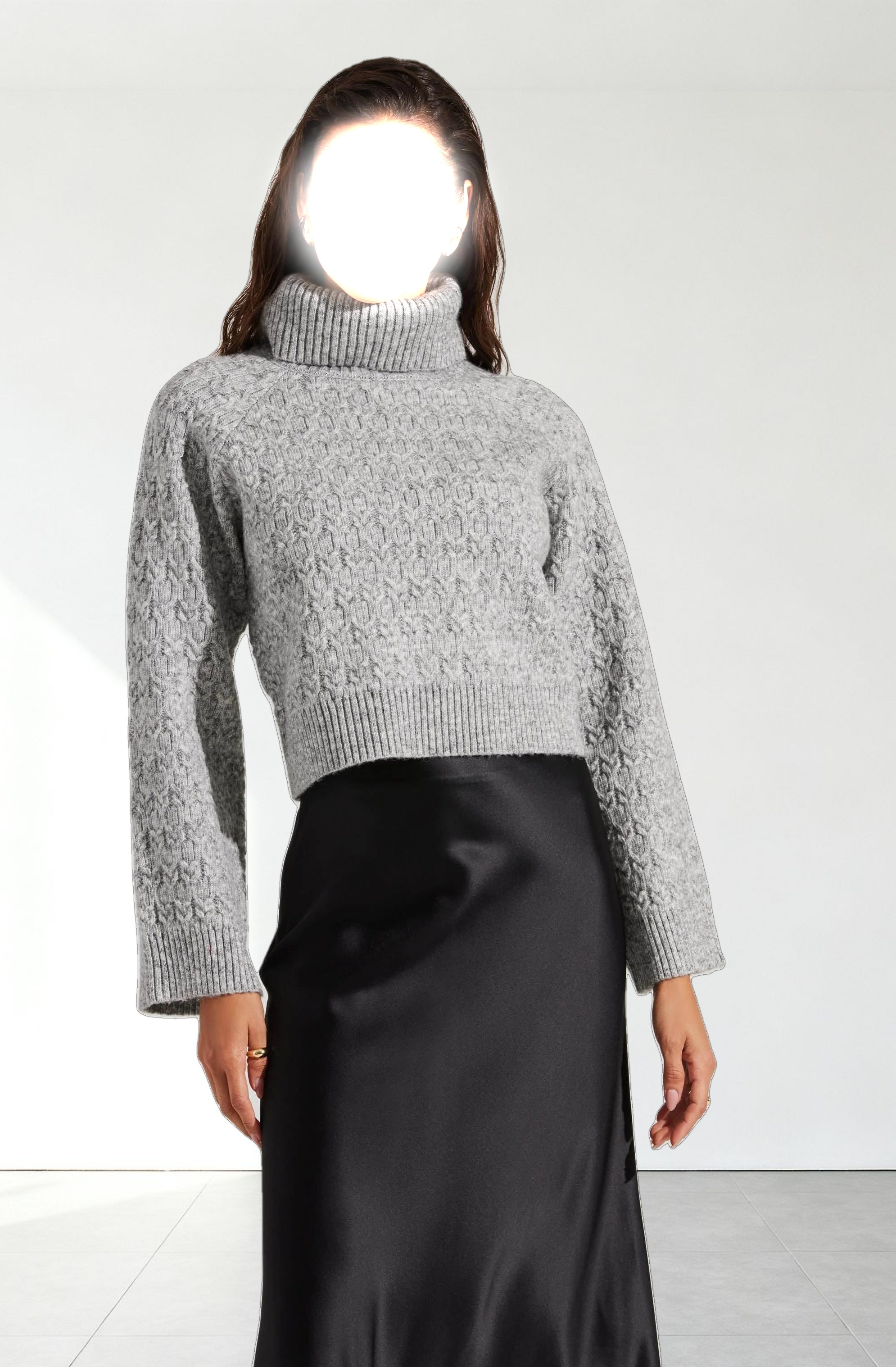 Textured Boxy Turtleneck Sweater