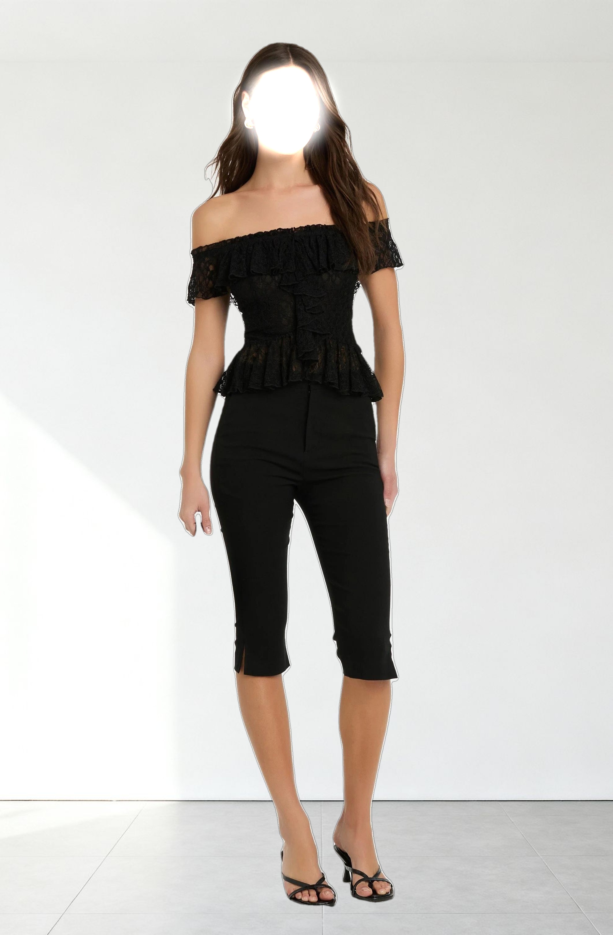 Lace Off Shoulder Ruffle Top