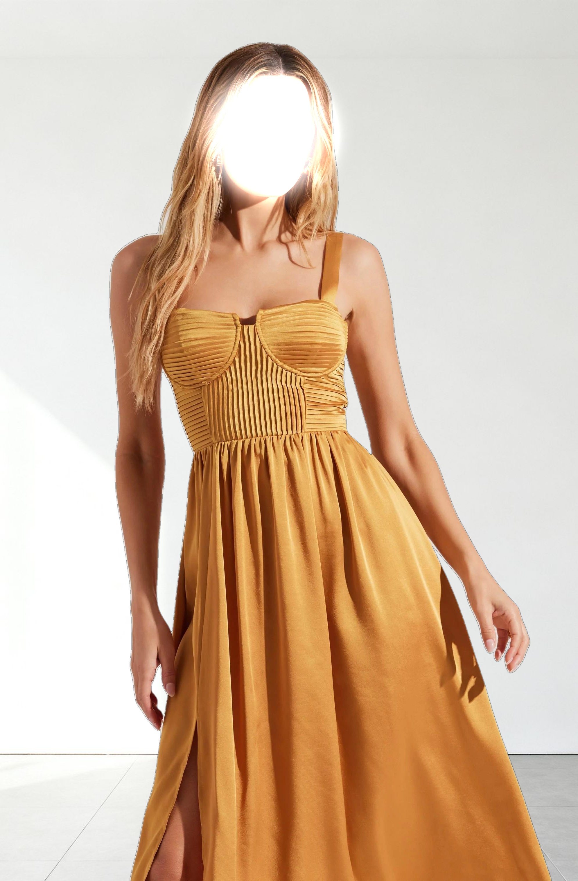 Pleated Bustier Midi Dress