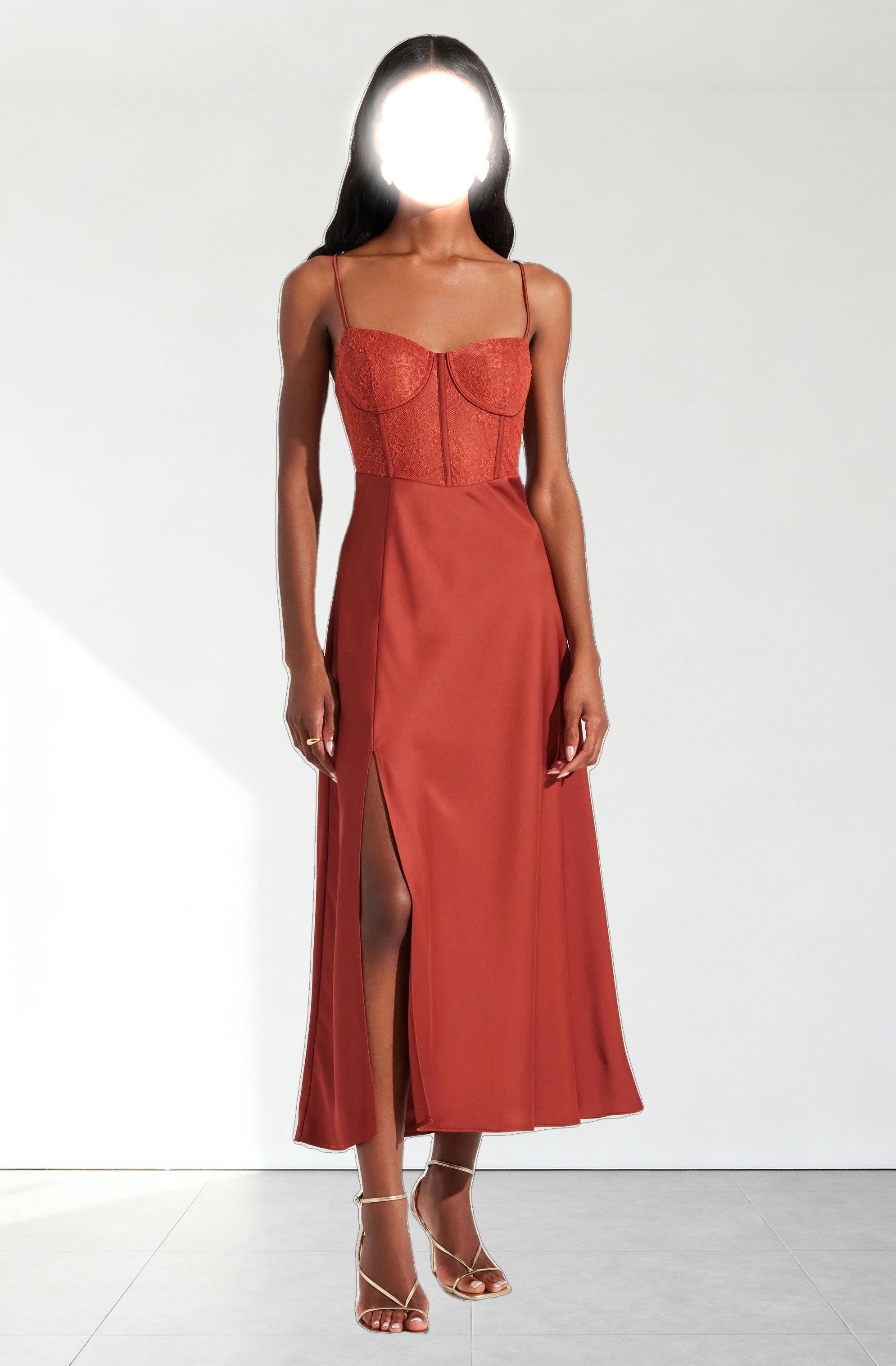 Lace Bustier Midi Dress