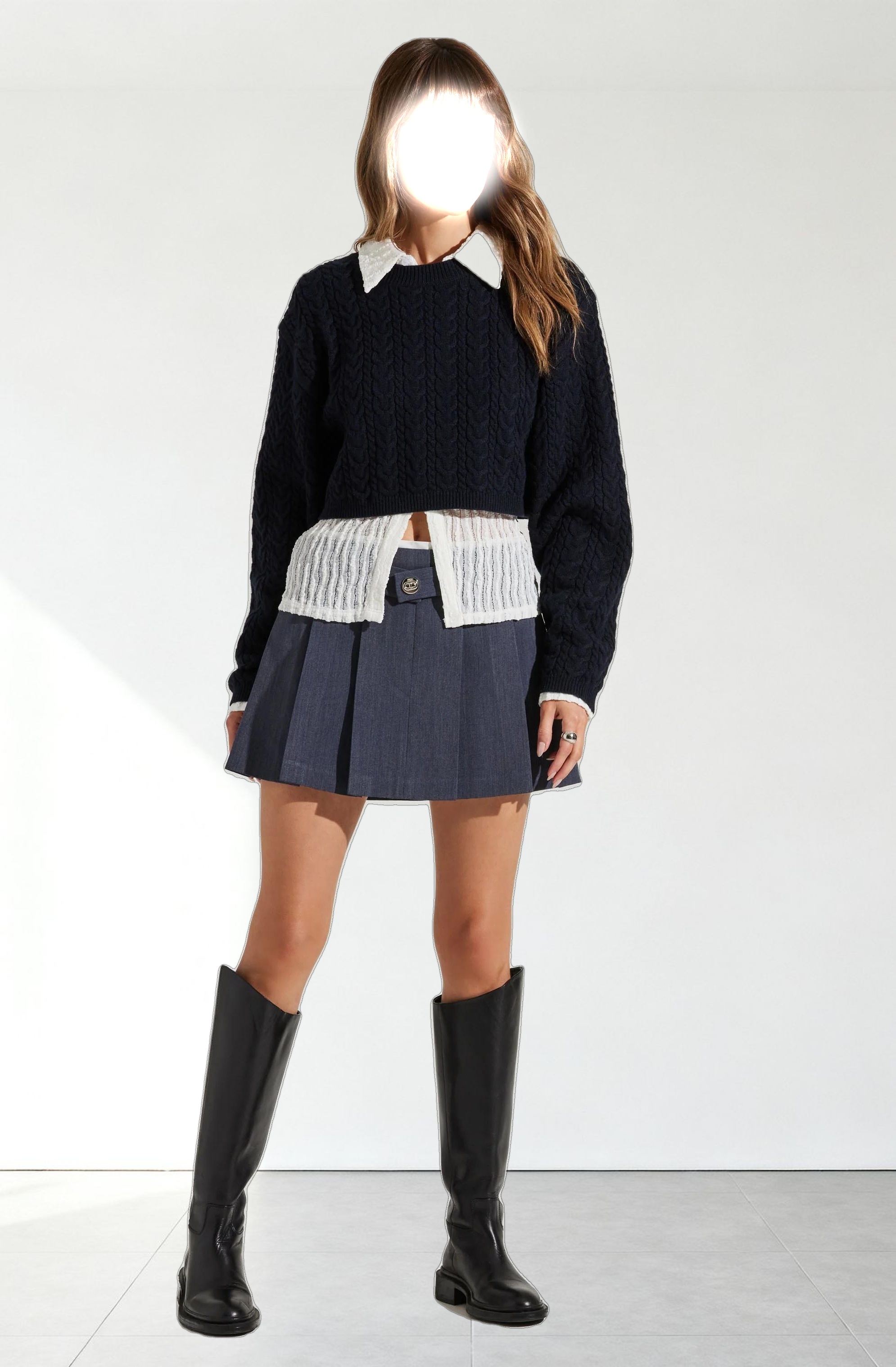 Jorah Cropped Cable Knit Sweater