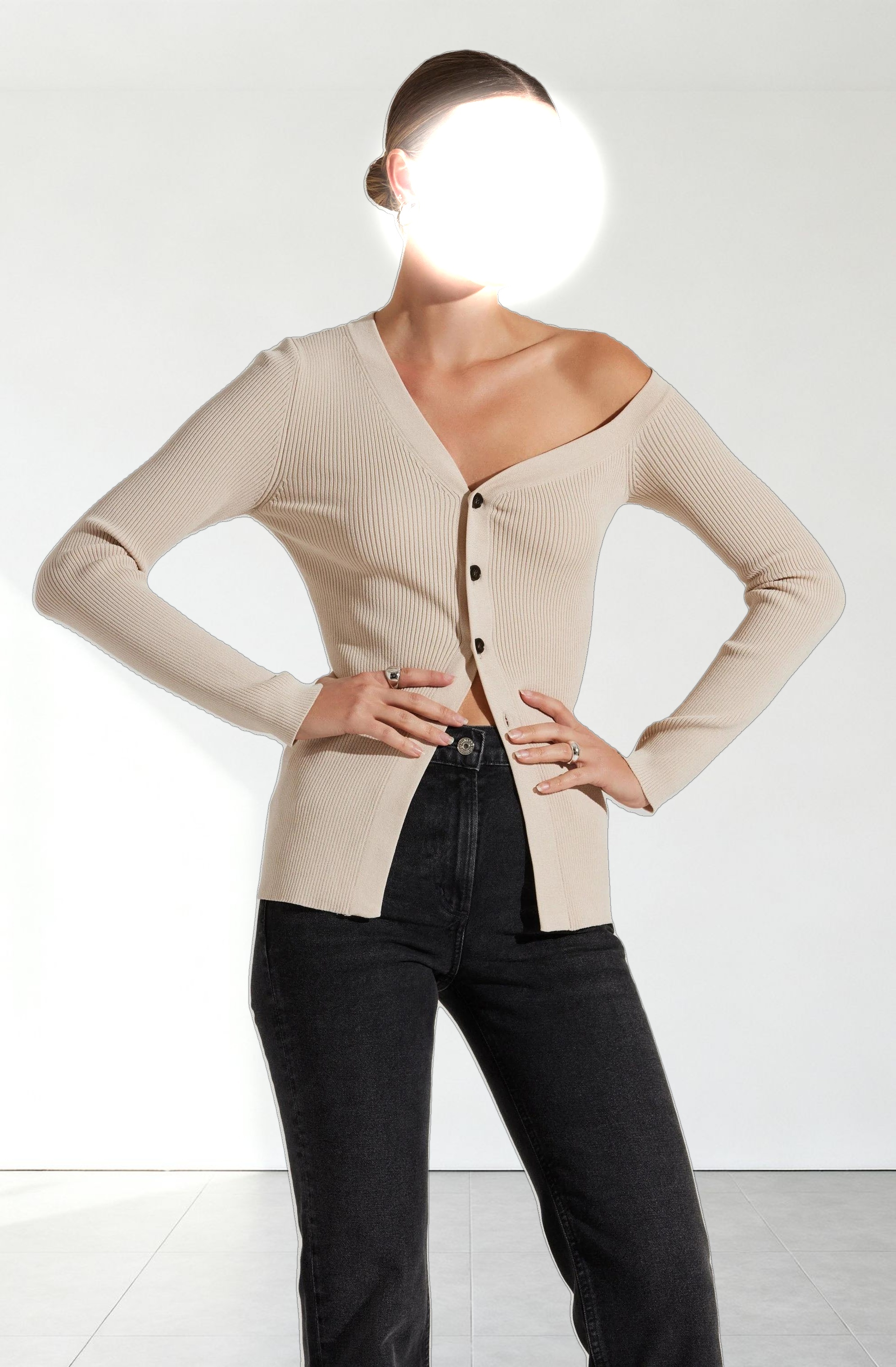 Celin One Shoulder Ribbed Sweater