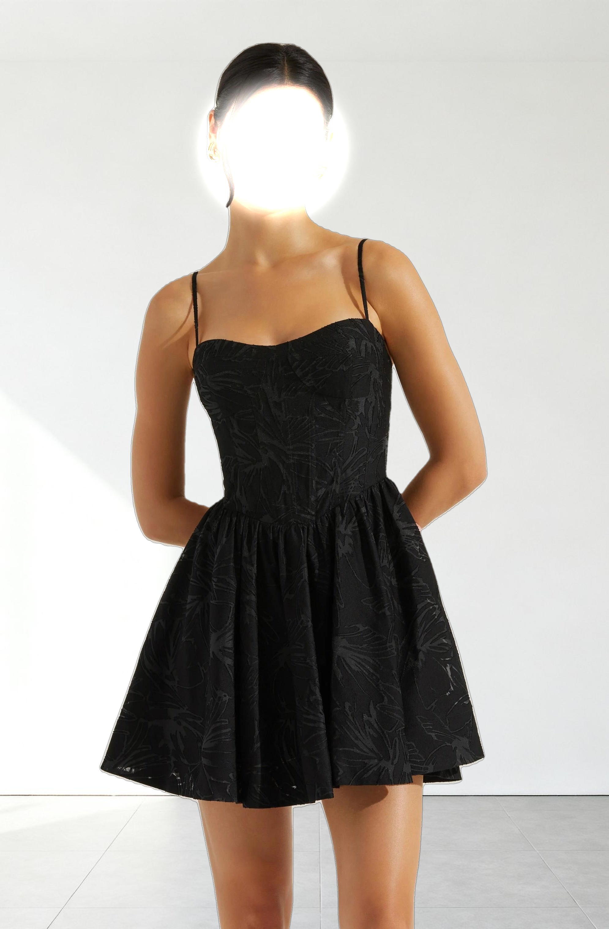Linelly Jacquard Bustier Skater Dress