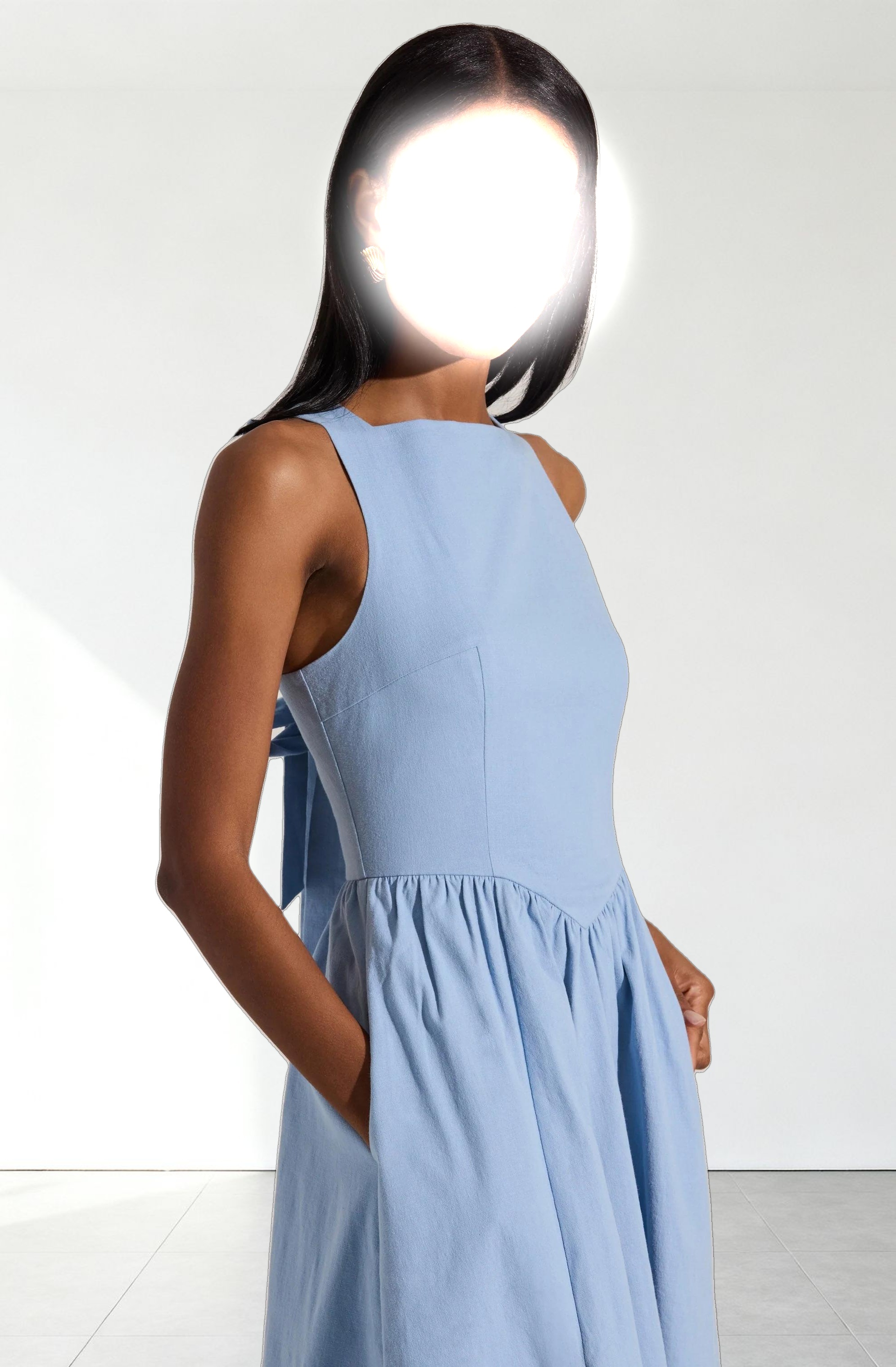 Bow Back Apron Midi Dress