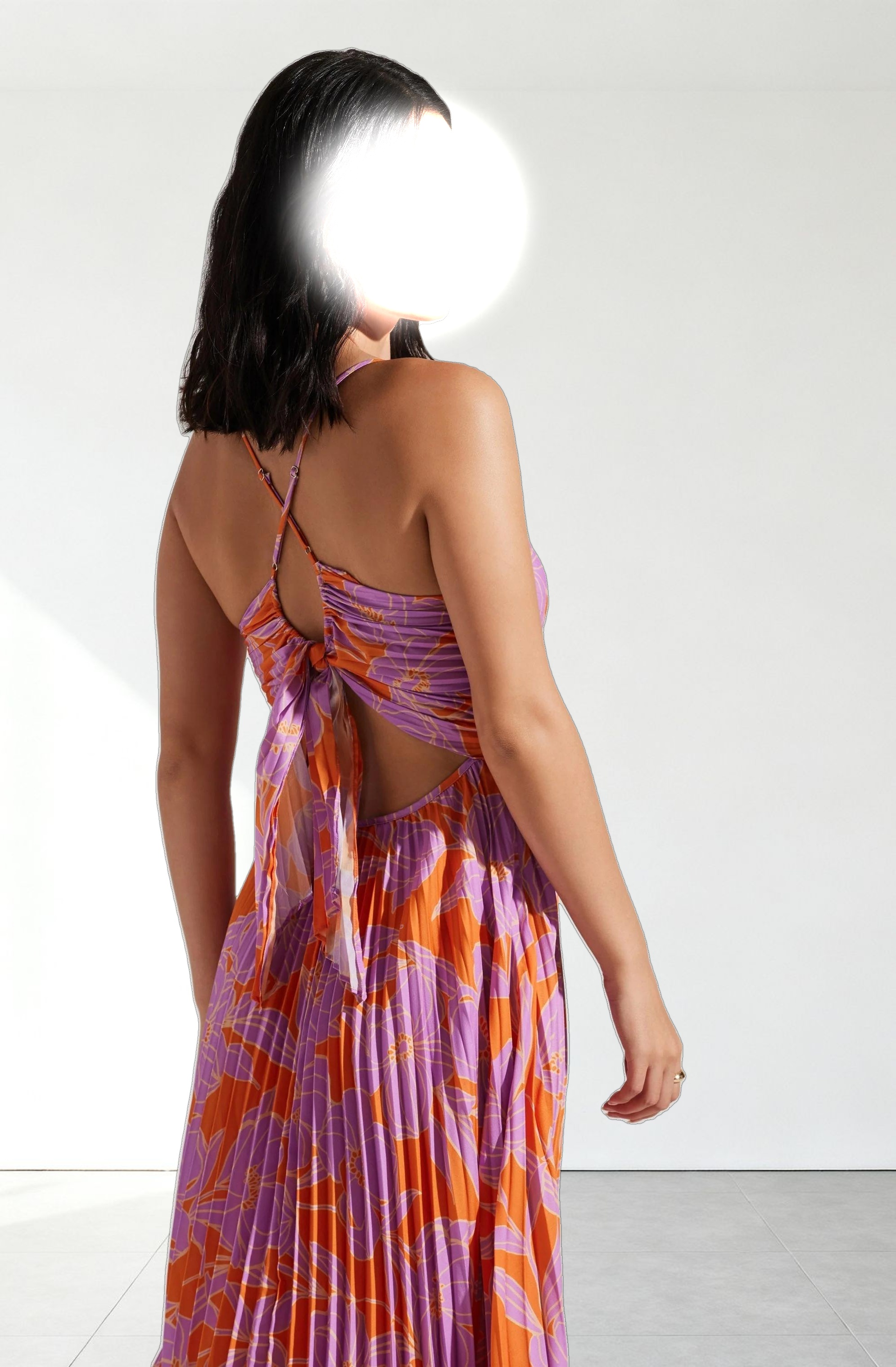 Blythe Floral Plisse Midi Dress