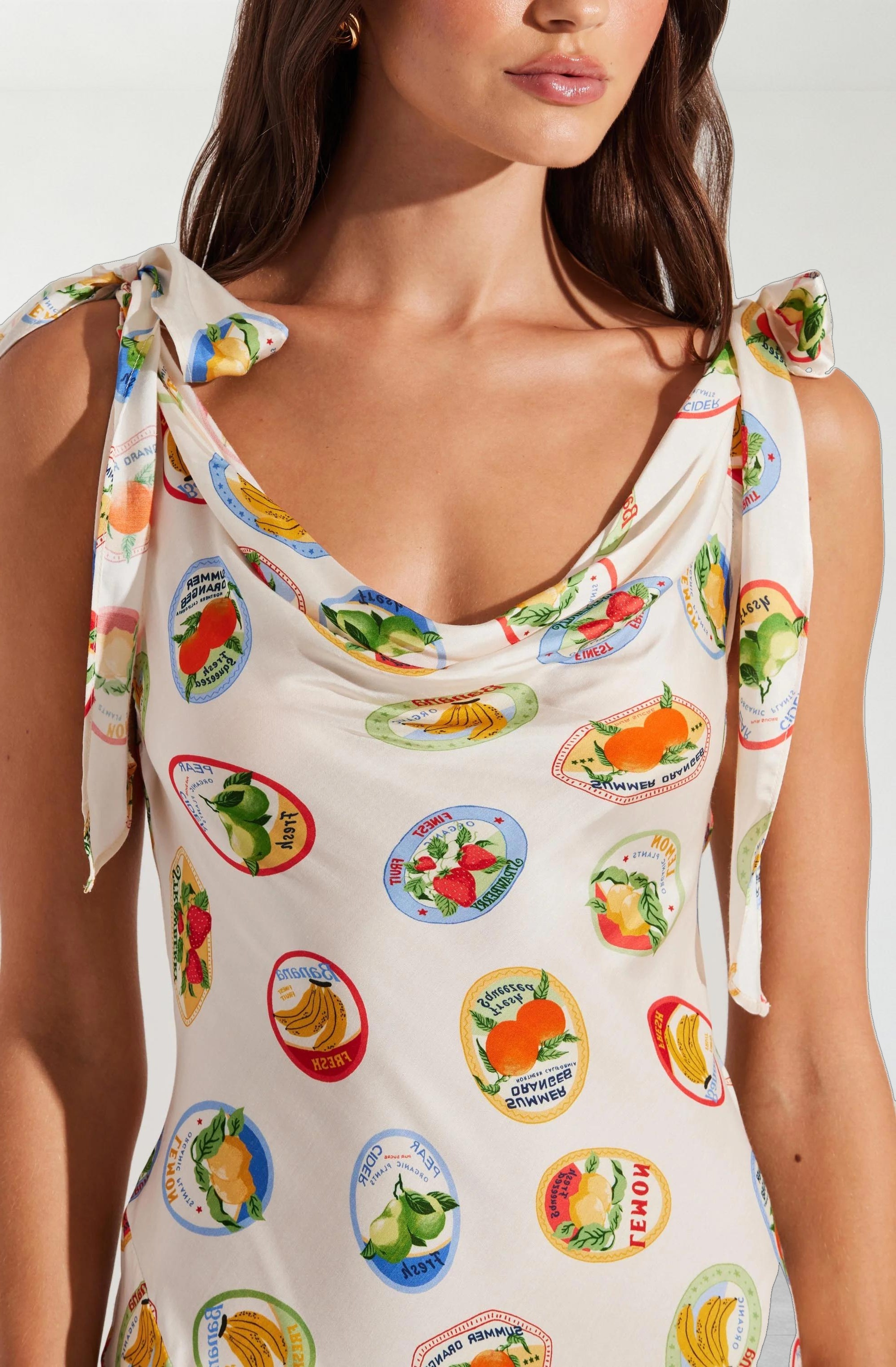 Allexina Satin Cowl Neck Midi Dress