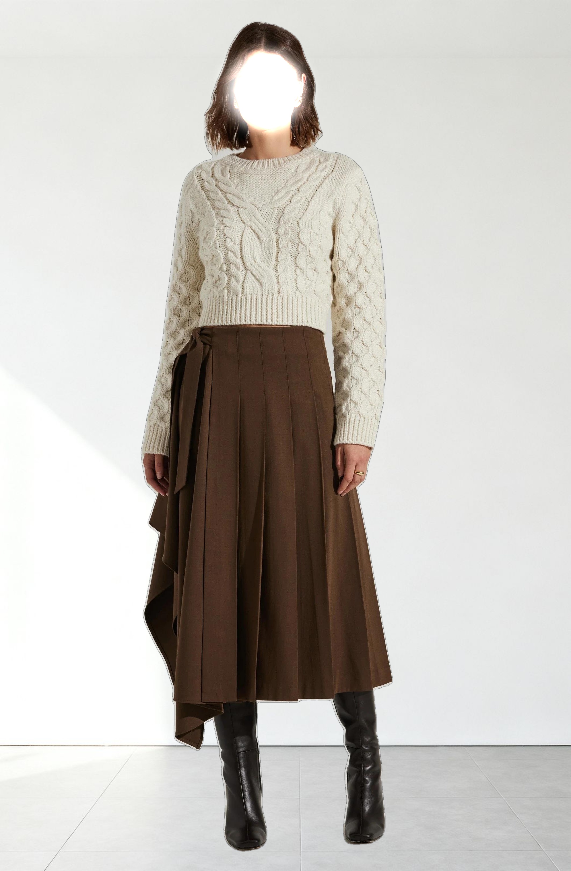 Caila Cable Knit Cropped Sweater