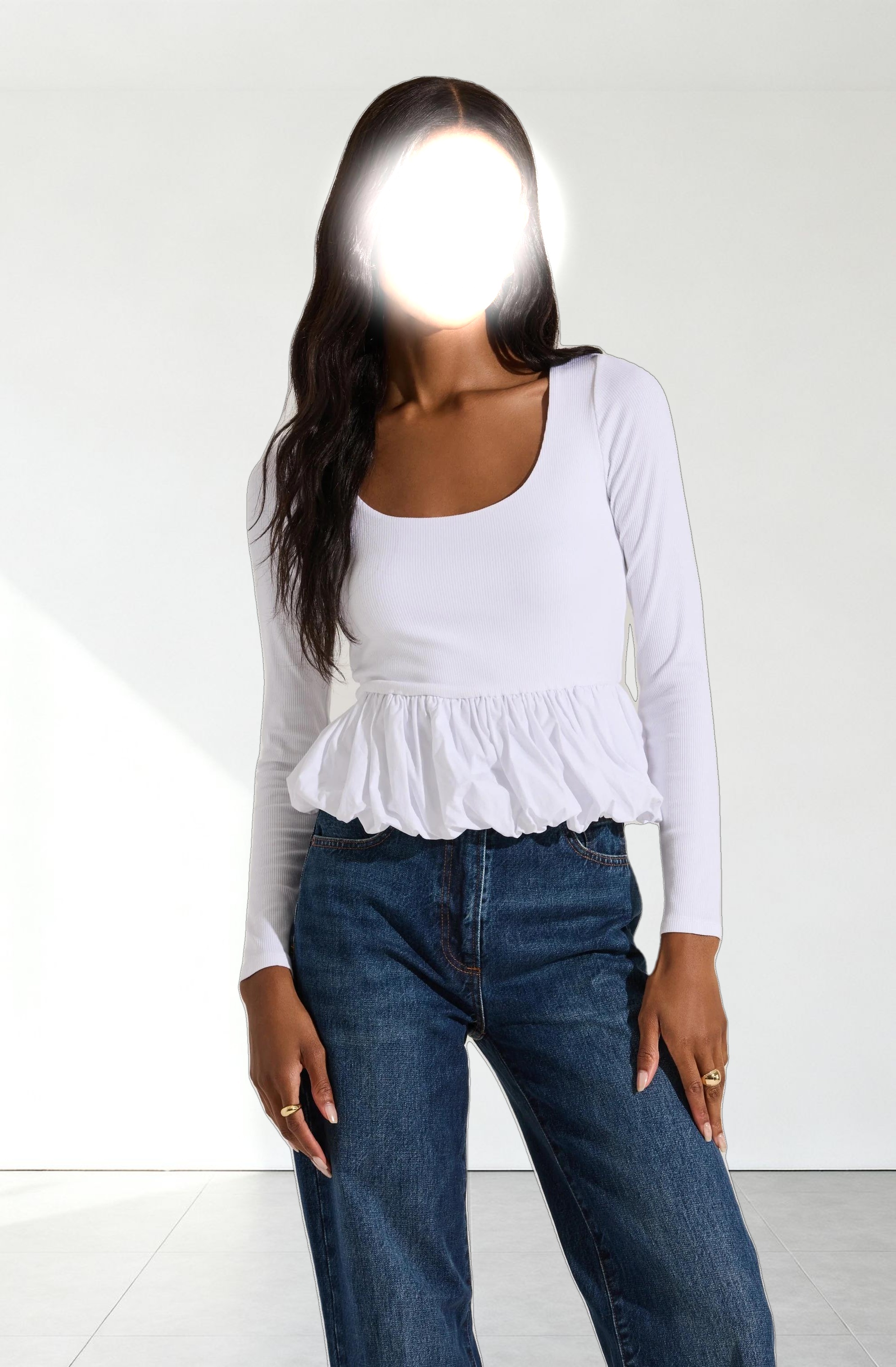 Bubble Hem Peplum Top