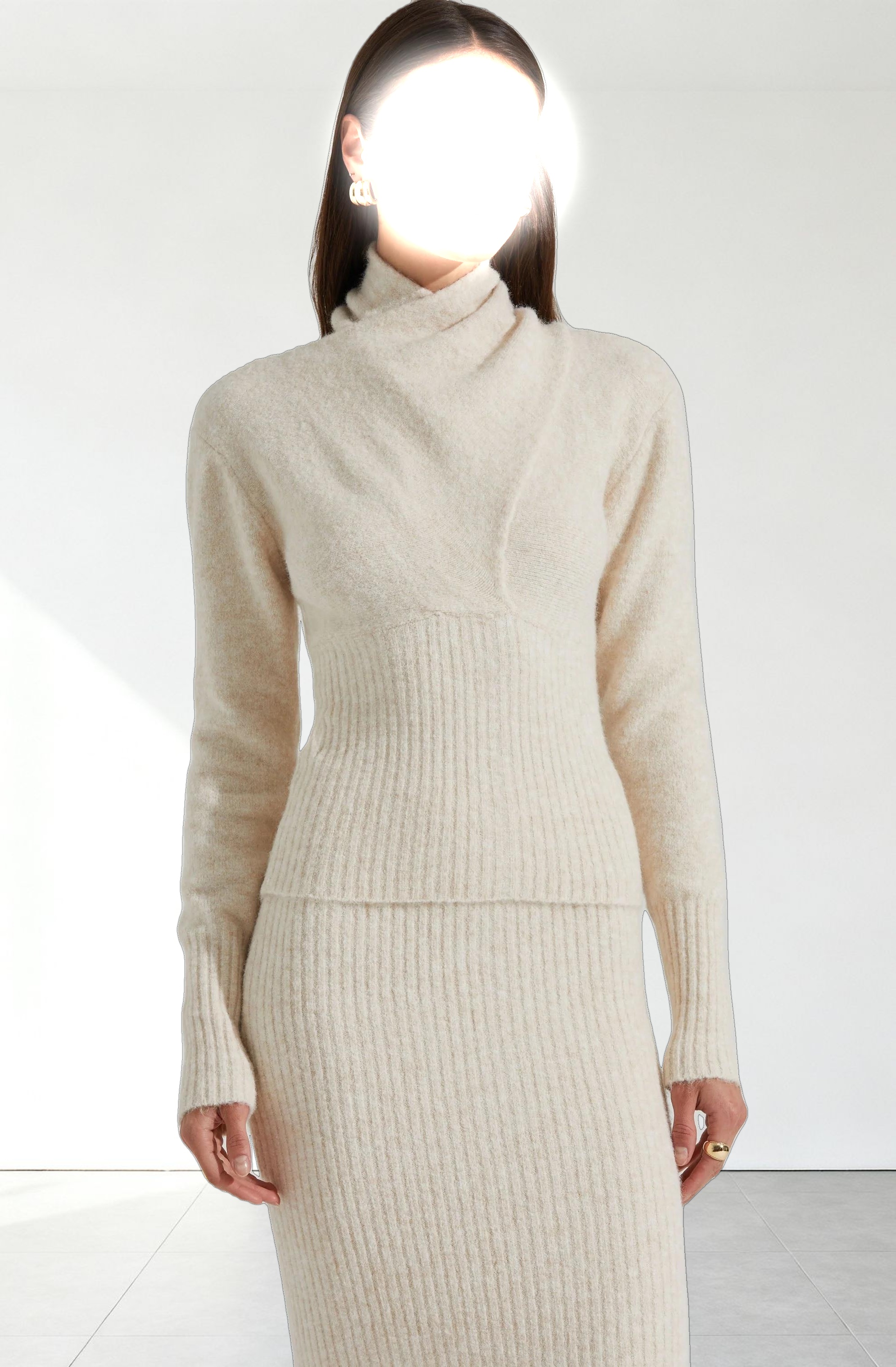 Neve High Neck Crossover Sweater