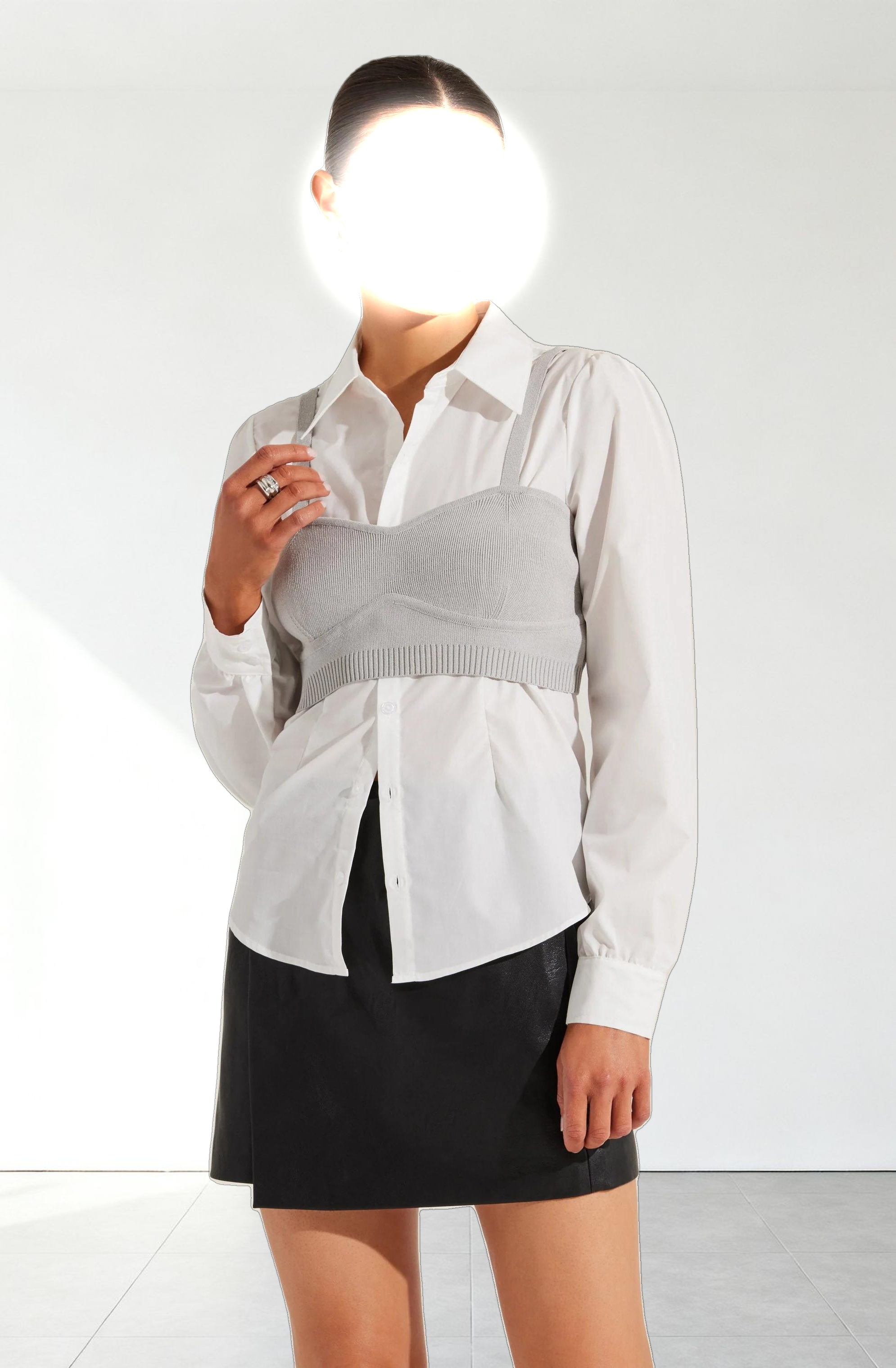 Layered Sweater Tank With Shirt