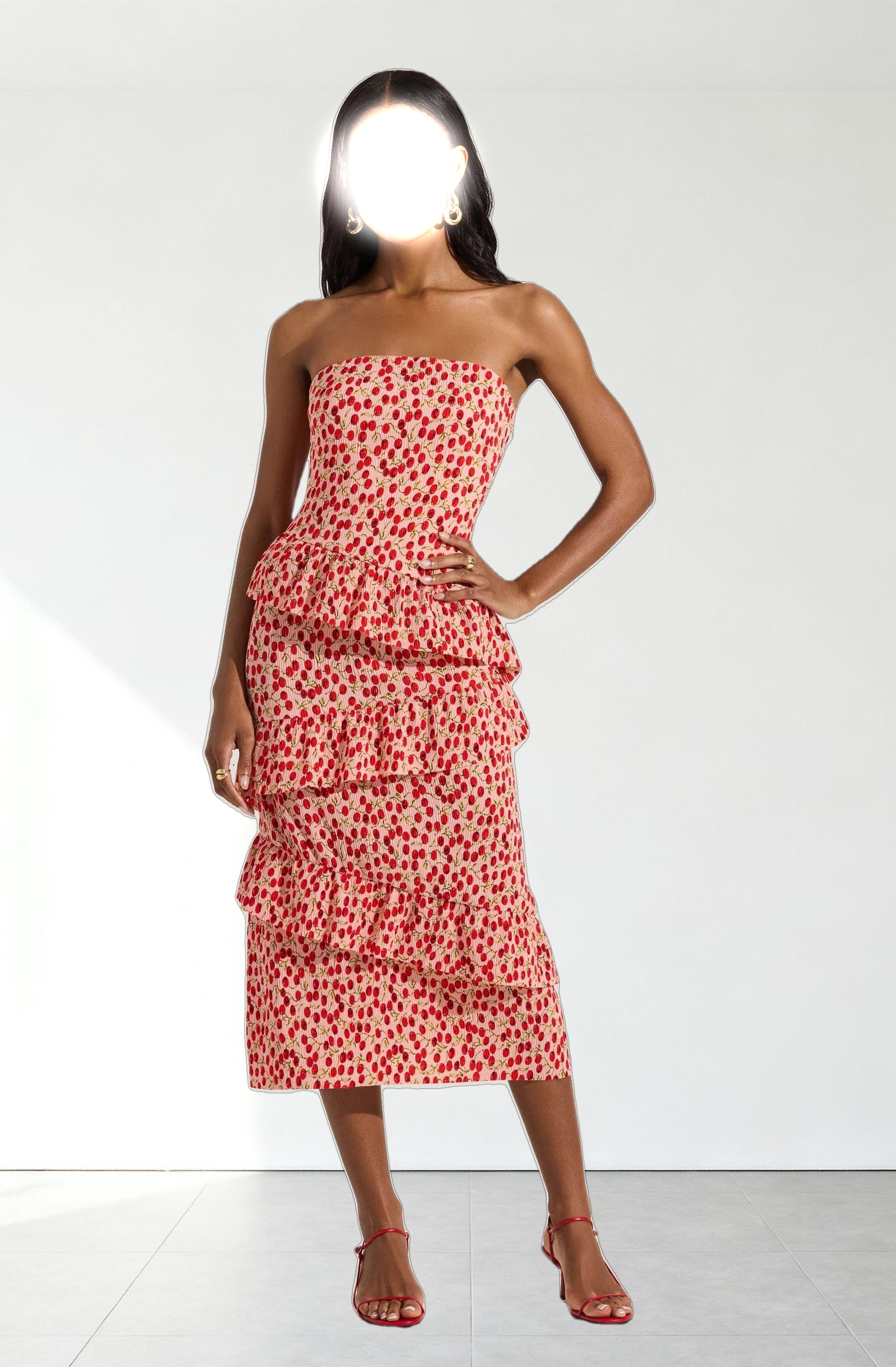 Asymmetrical Tiered Ruffle Midi Dress