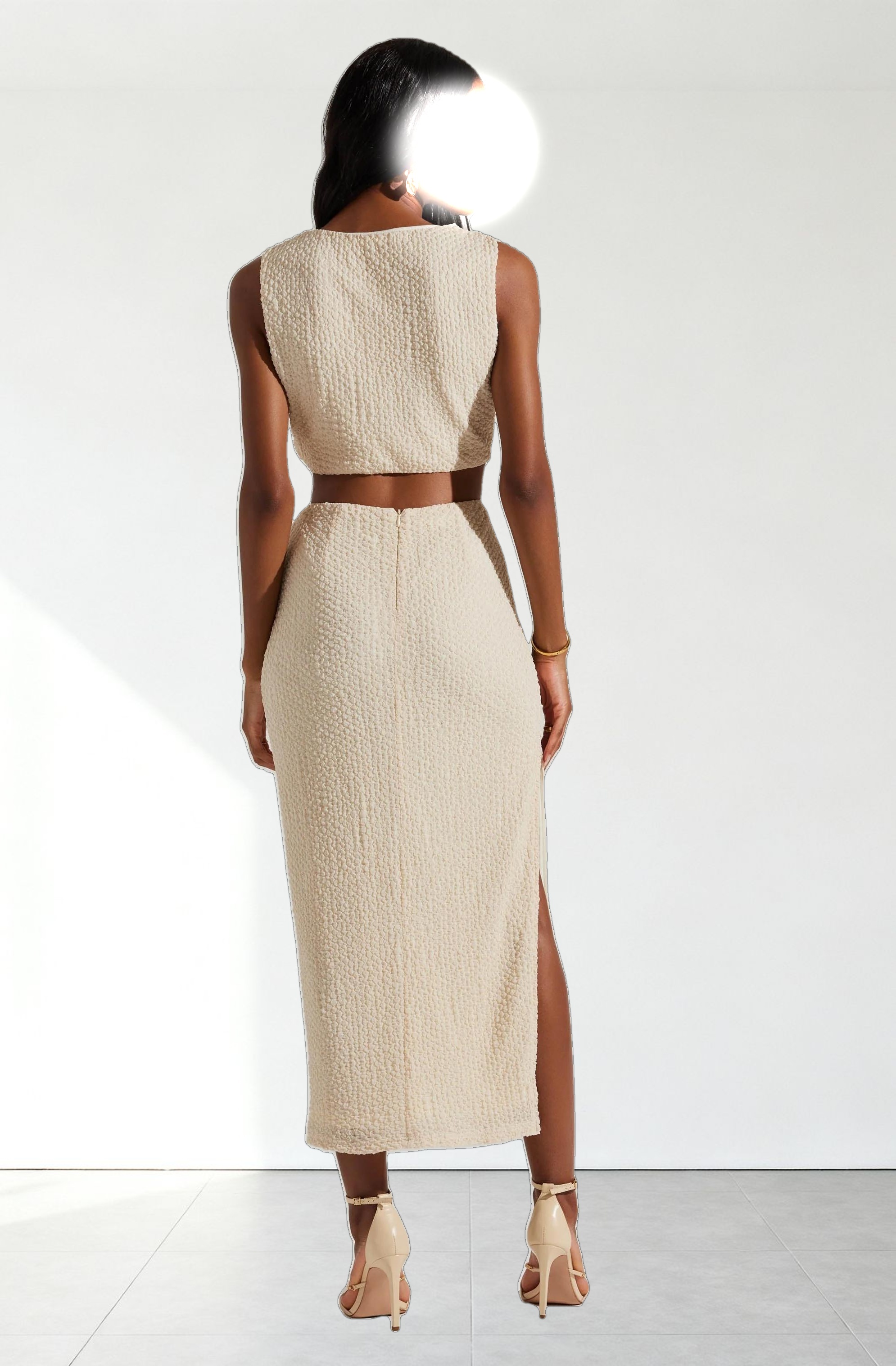 Keely Textured Sleeveless Crop Top