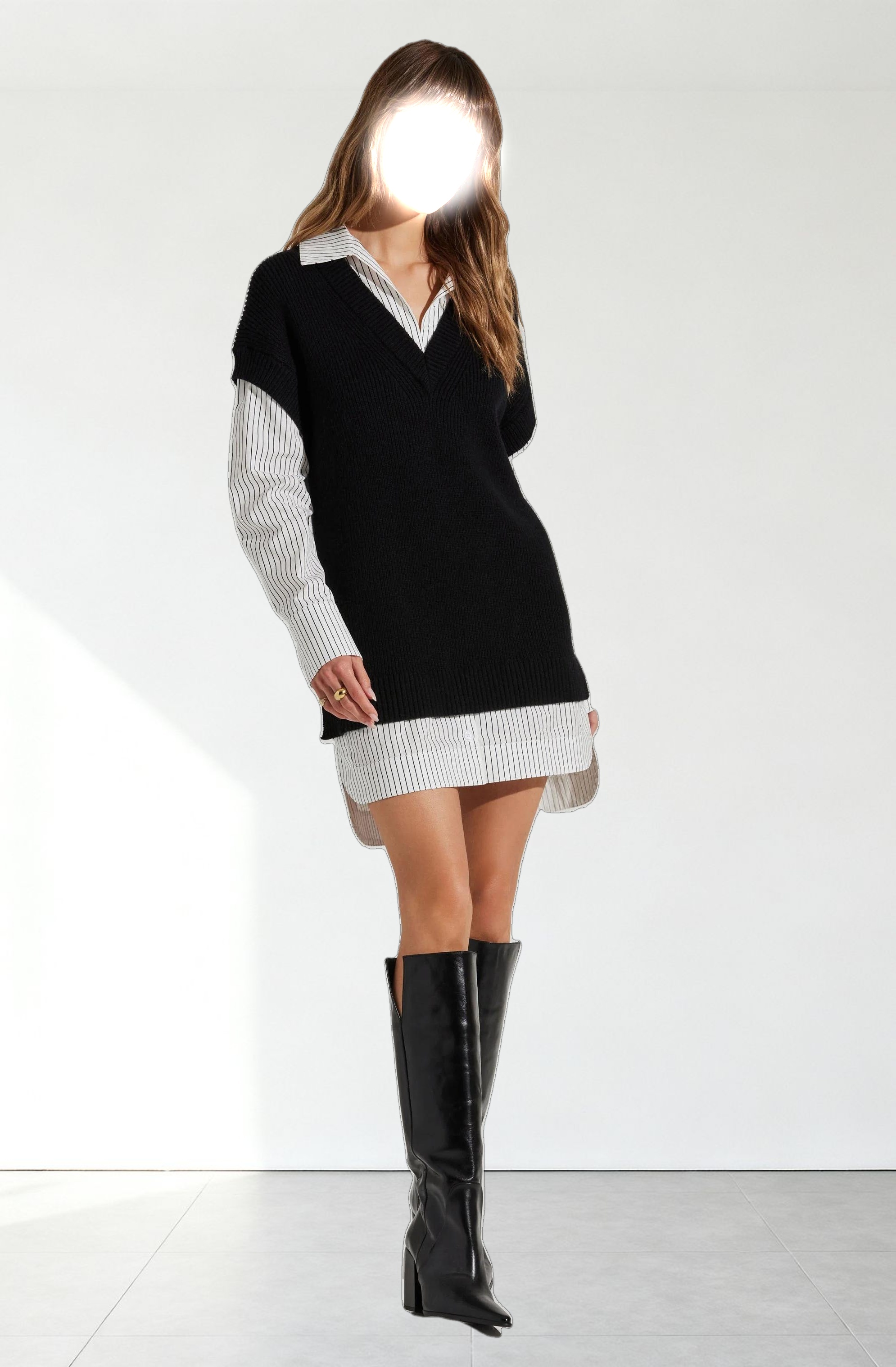 Ishilly Layered Sweater Dress