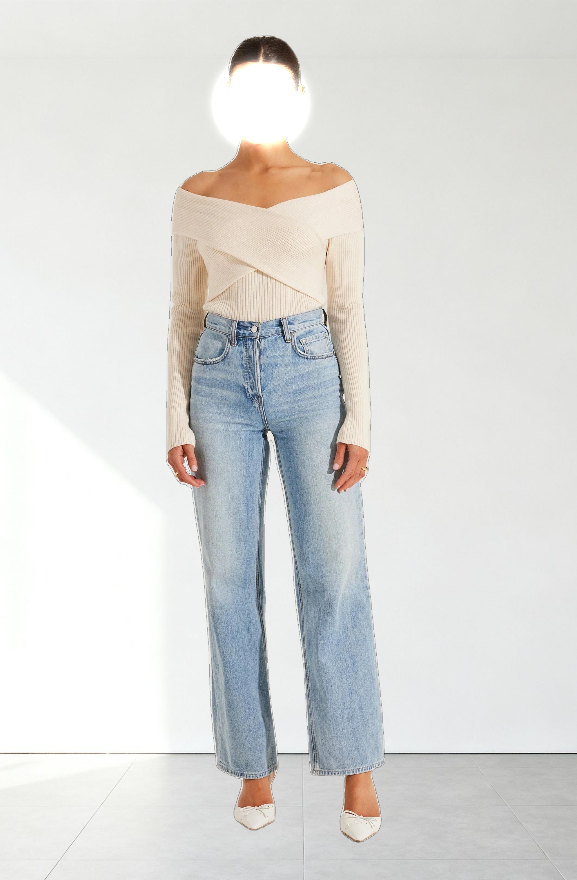 Off Shoulder Crossover Sweater