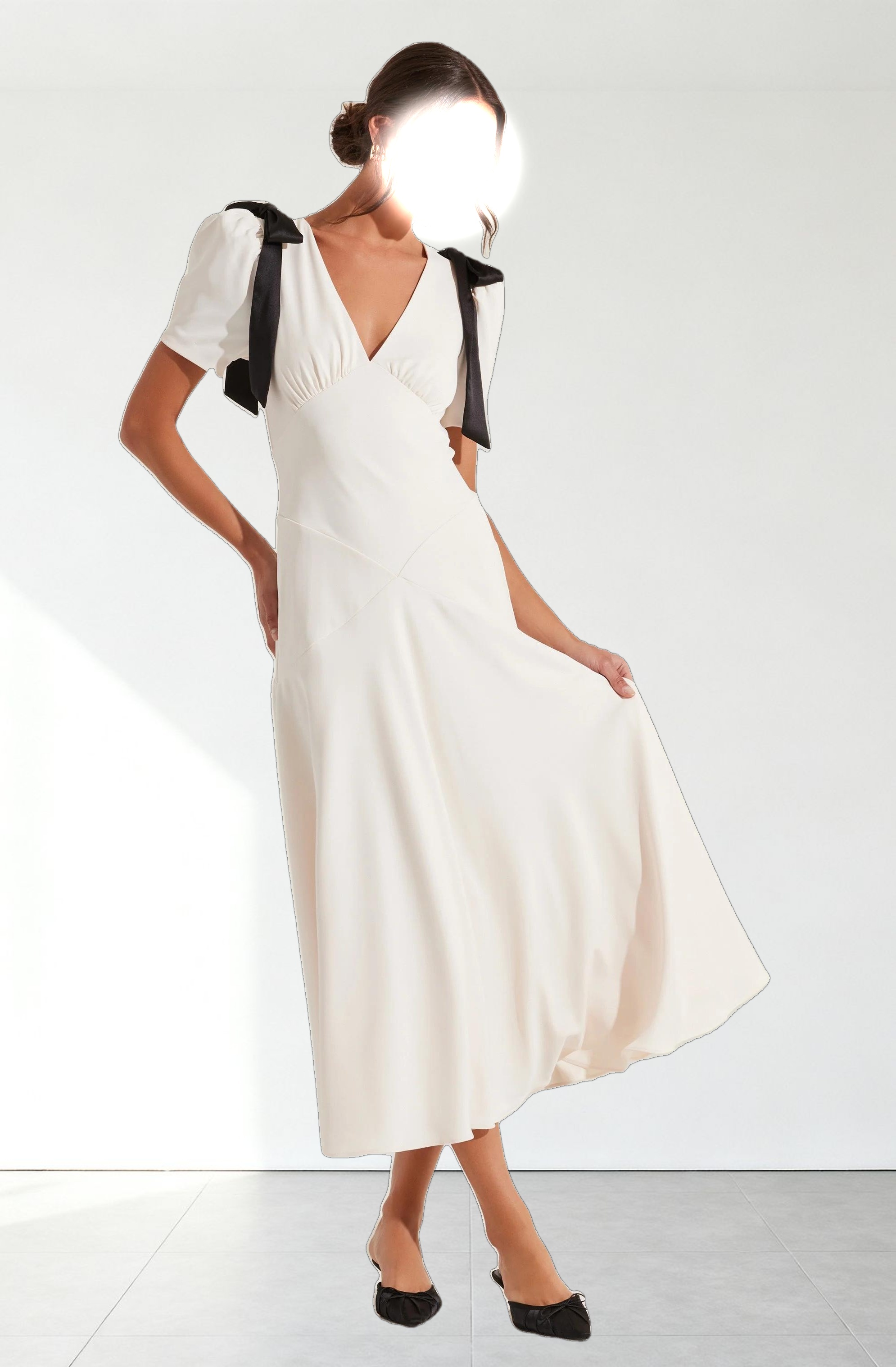 Ciela Bow Puff Sleeve Dress