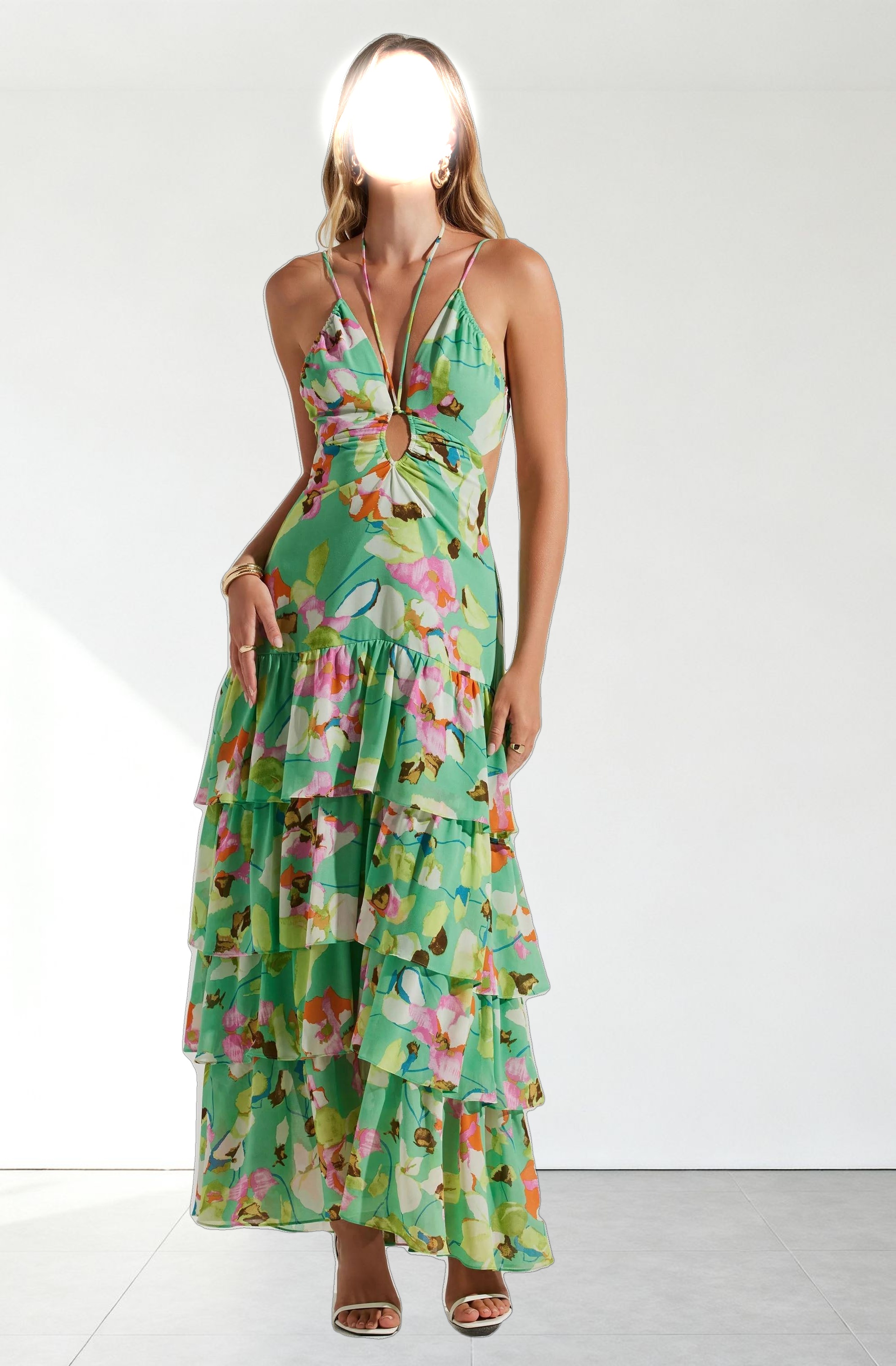 Aneira Floral Tiered Maxi Dress