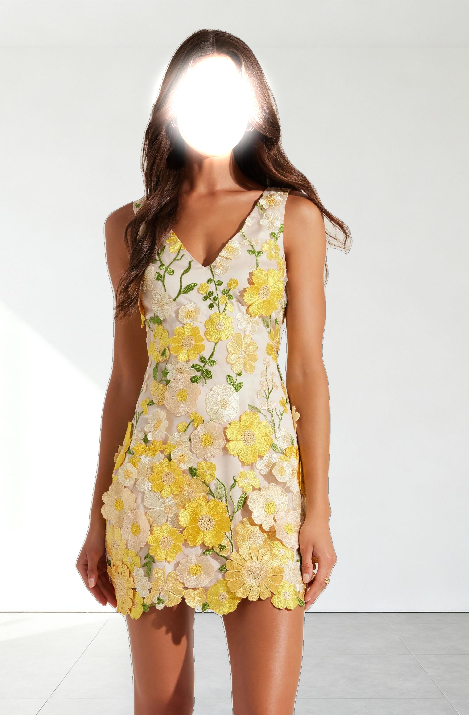 Aisha Floral Appliqué Mini Dress