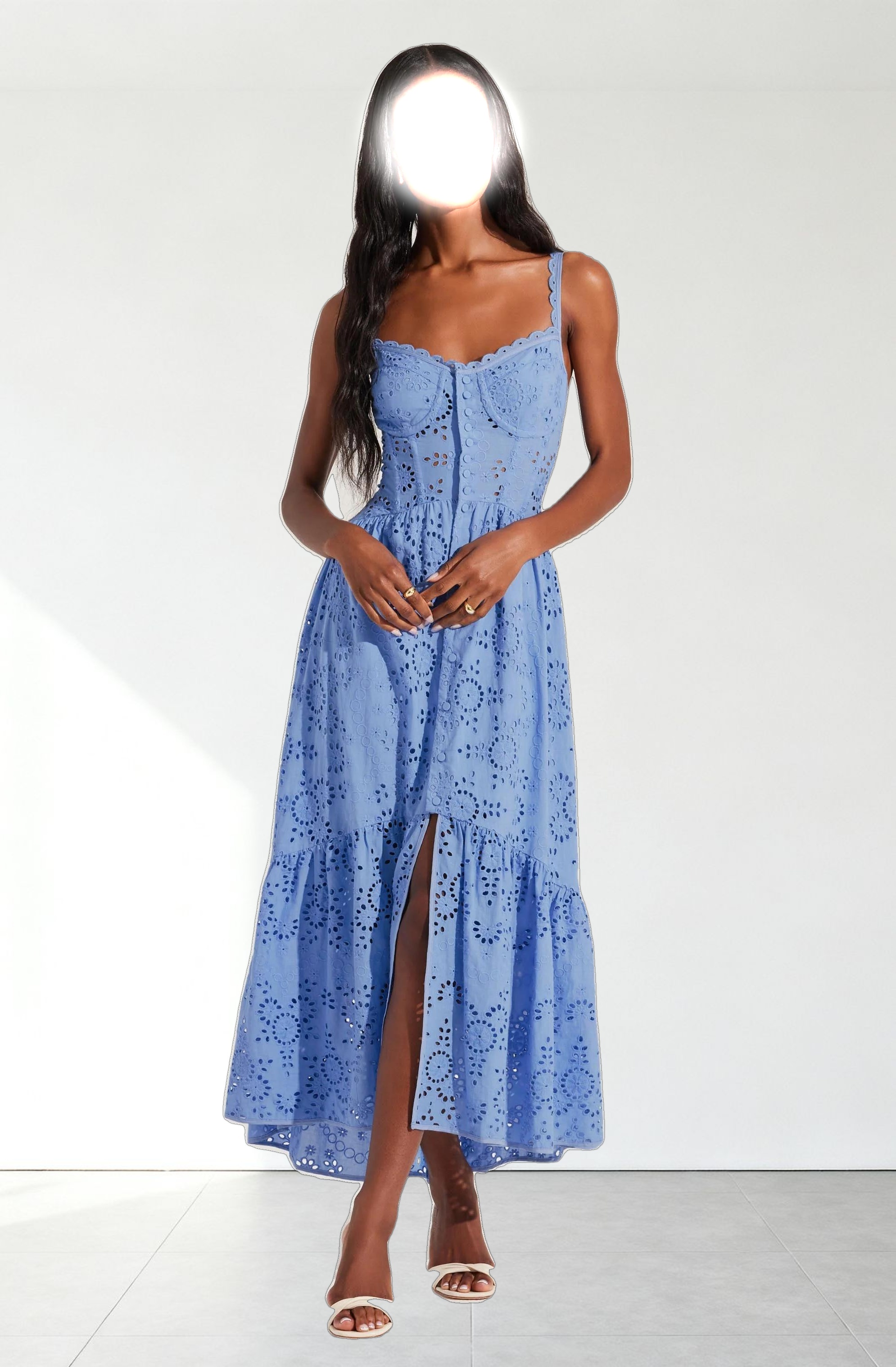 Yamila Eyelet Corset Midi Dress