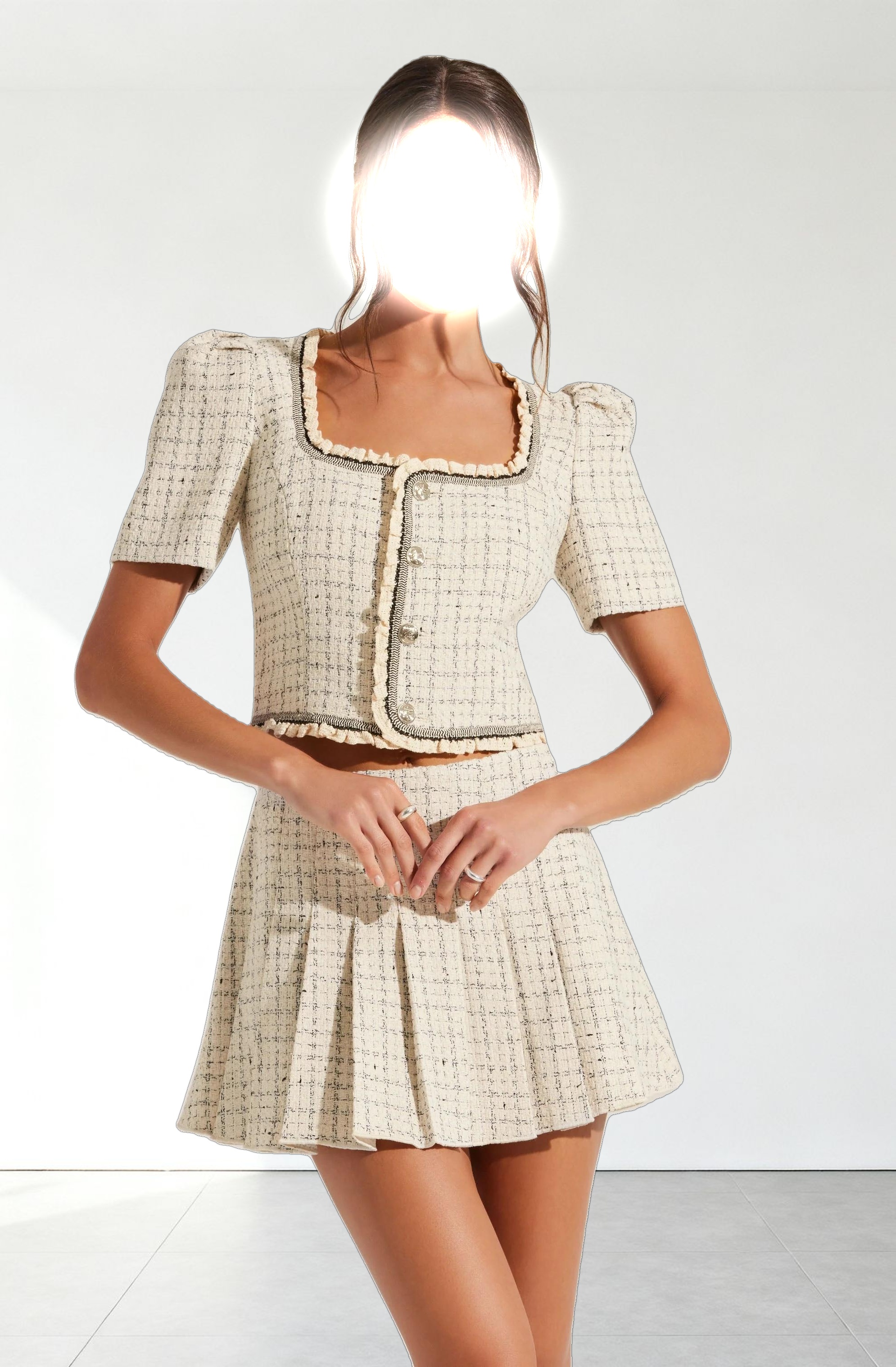 Zoela Contrast Trim Tweed Jacket