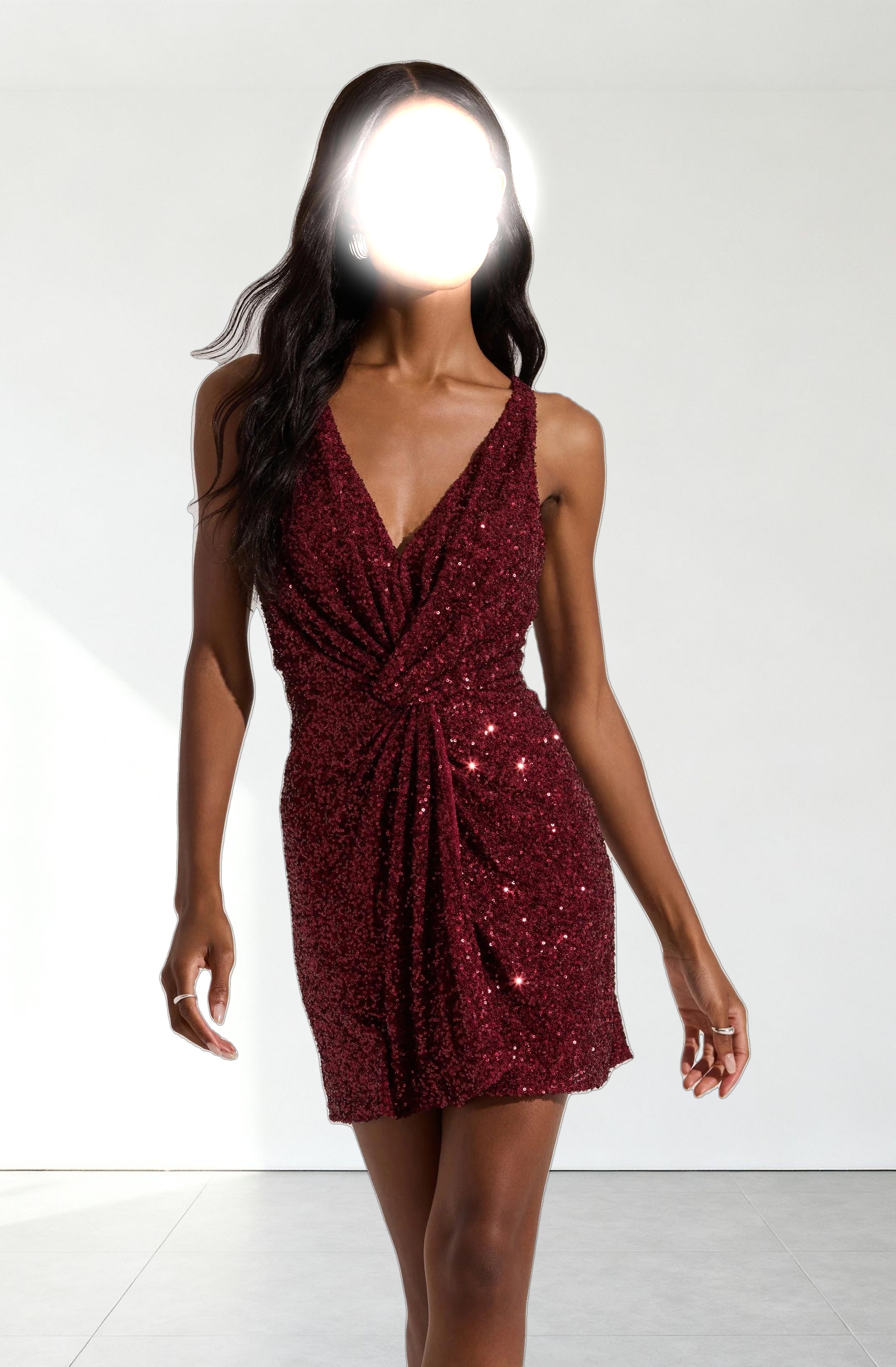 Sequin Twist Front Mini Dress