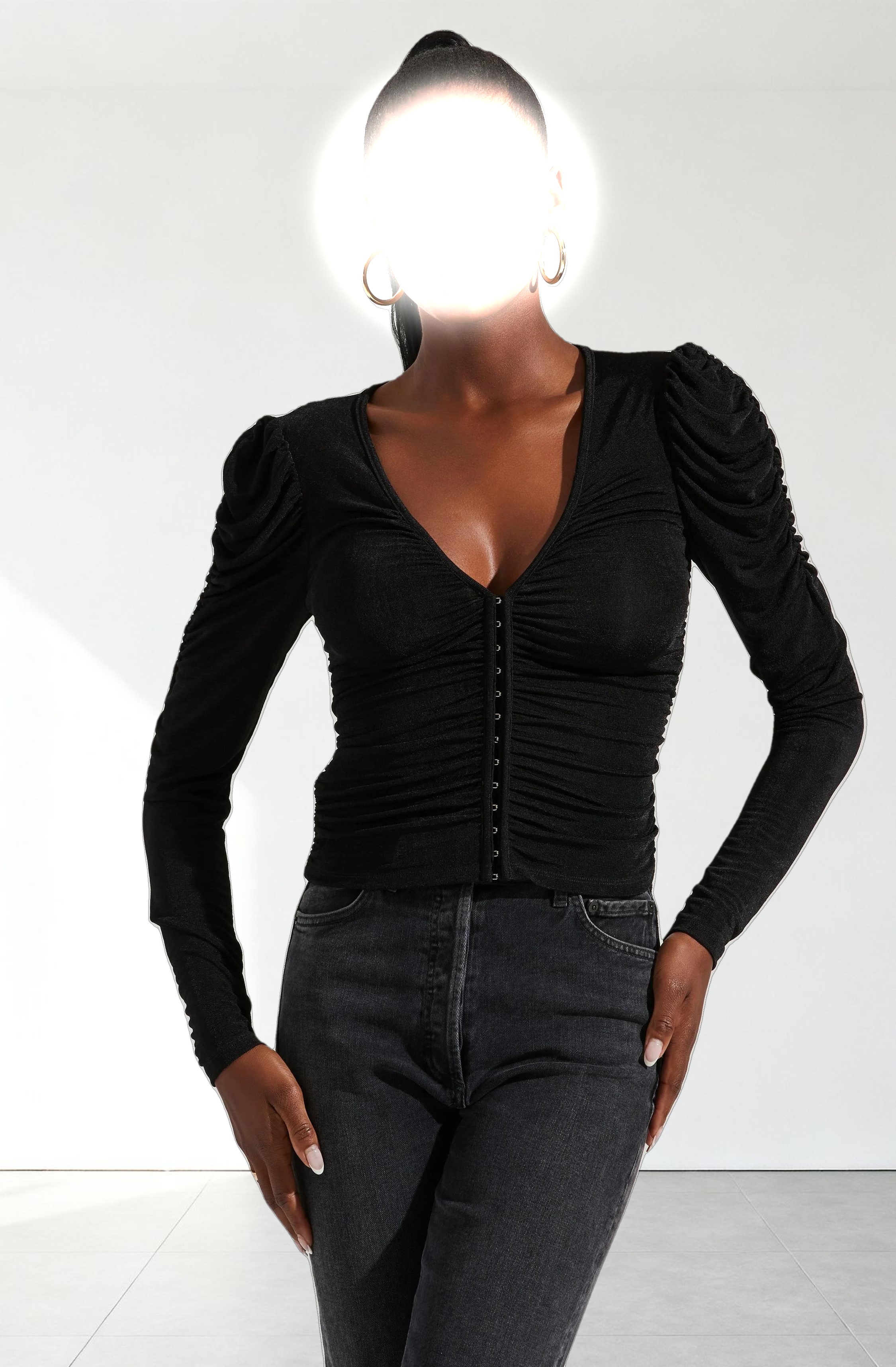 Ruched Front Long Sleeve Top