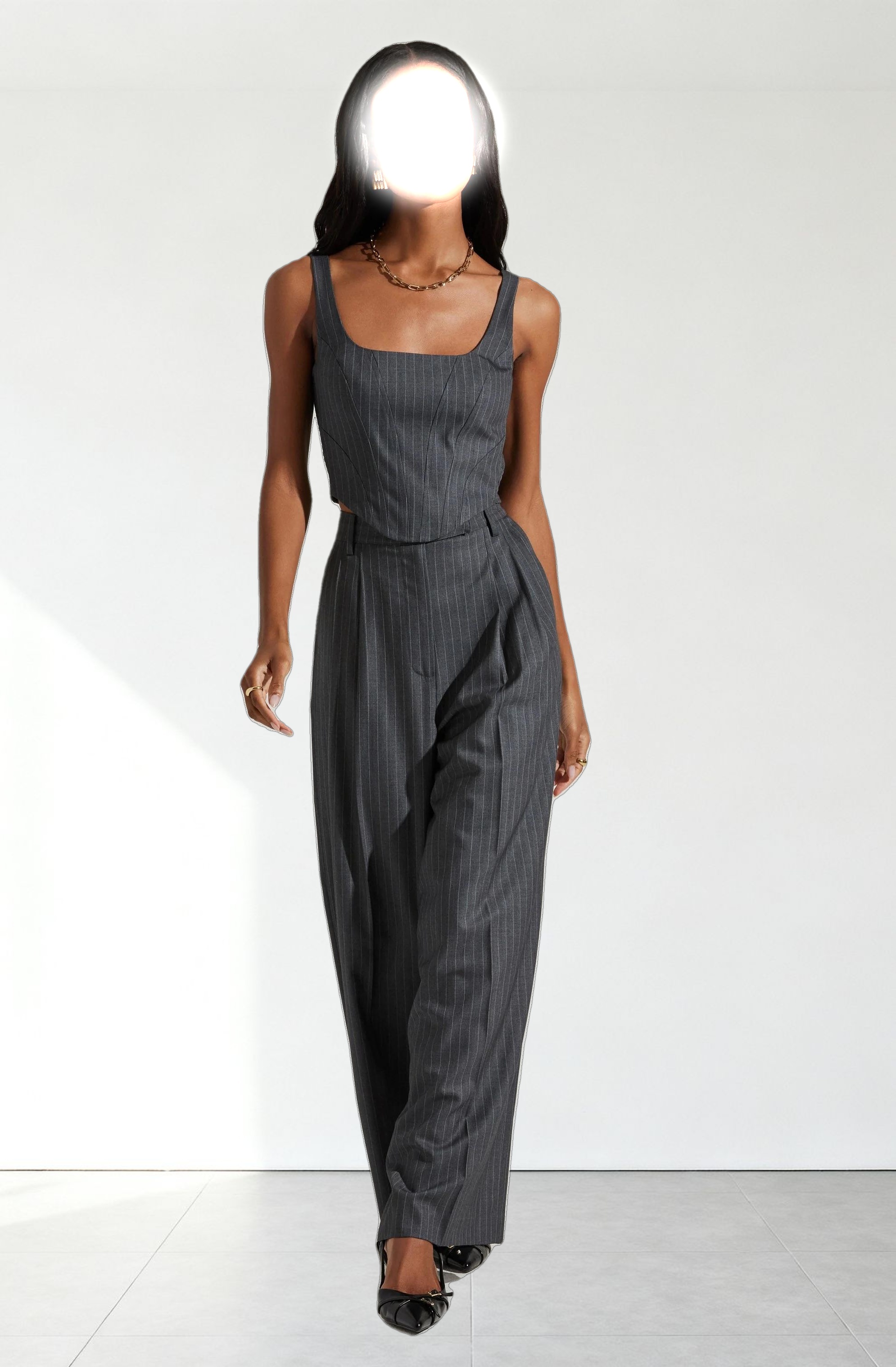 Nivia Pinstripe Corset Top