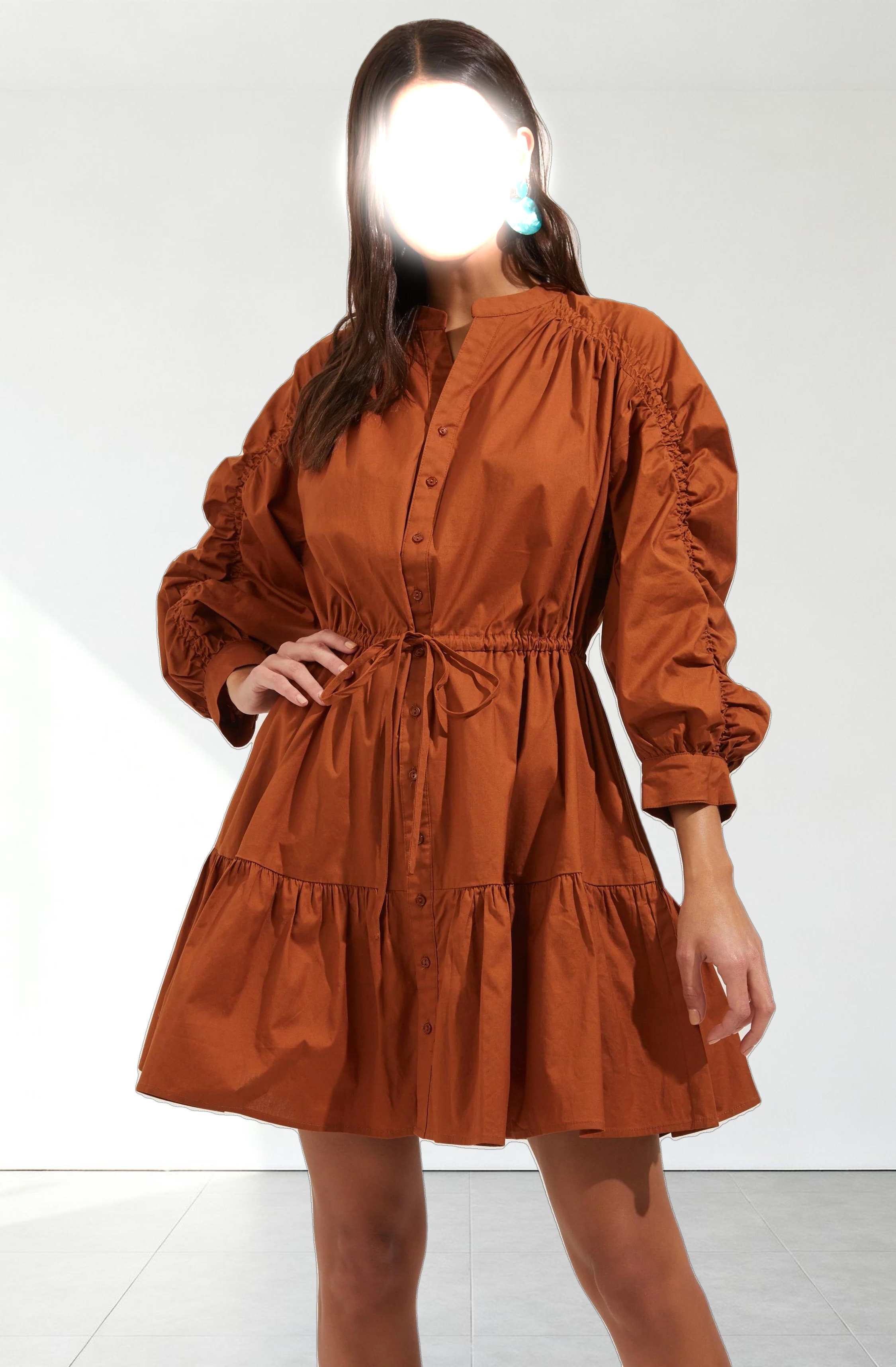 Ruched Long Sleeve Dress