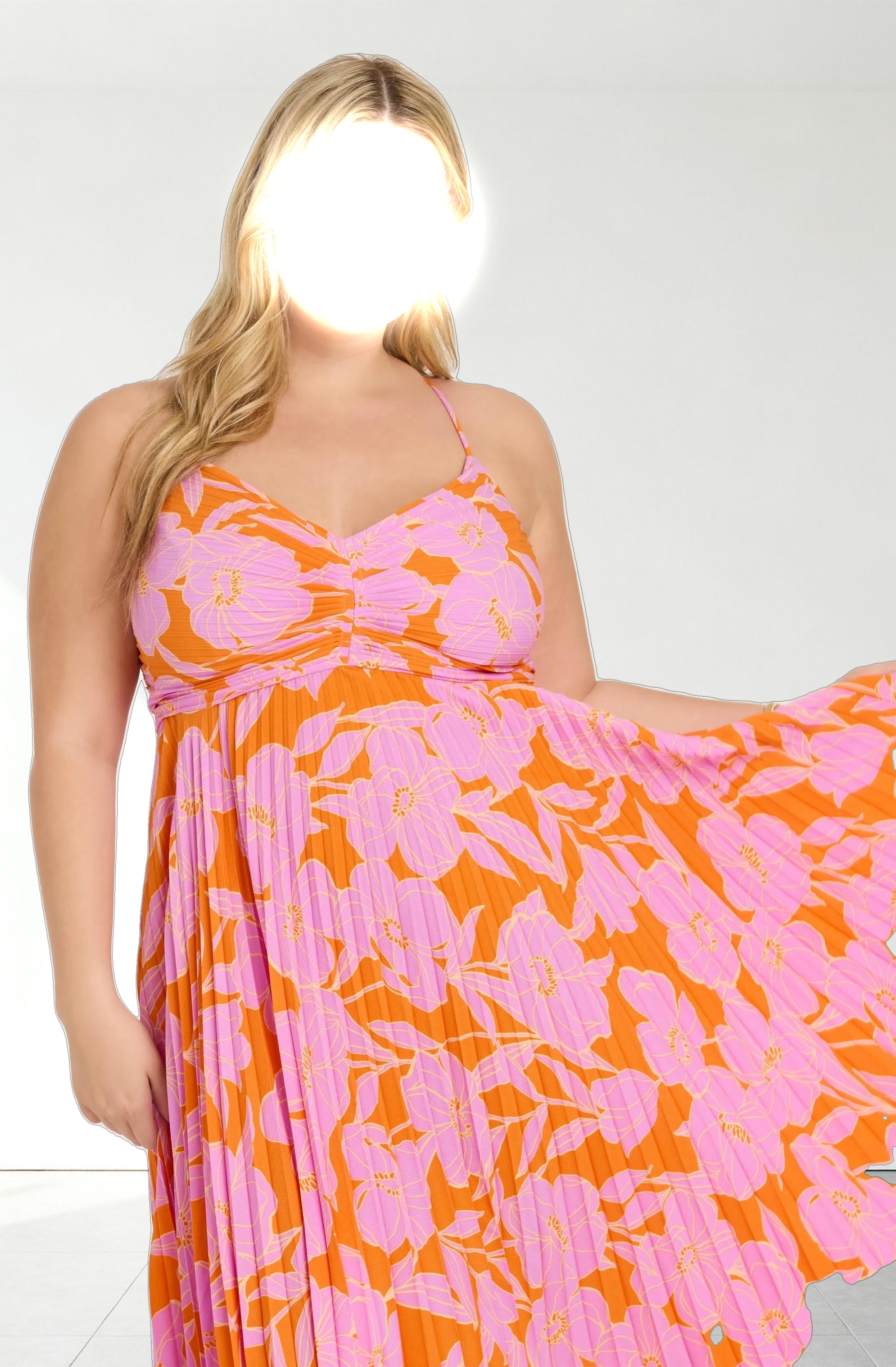 Blythe Floral Plisse Midi Dress