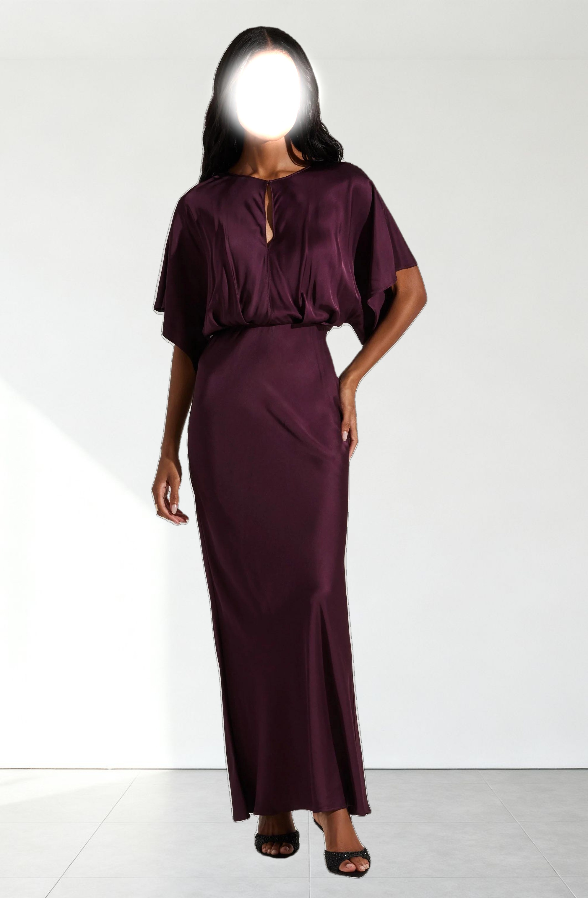 Angelle Satin Dolman Maxi Dress
