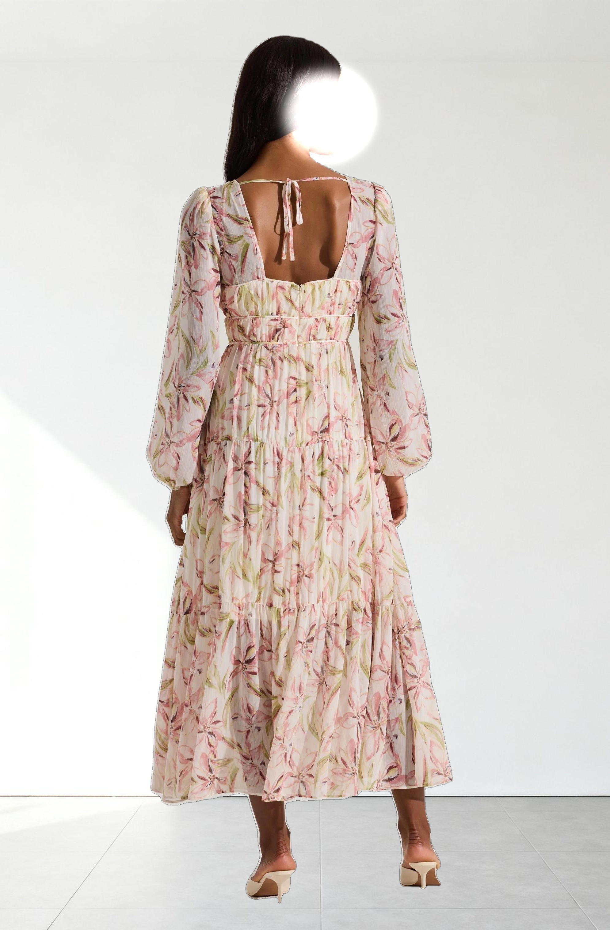 Pleated Chiffon Midi Dress