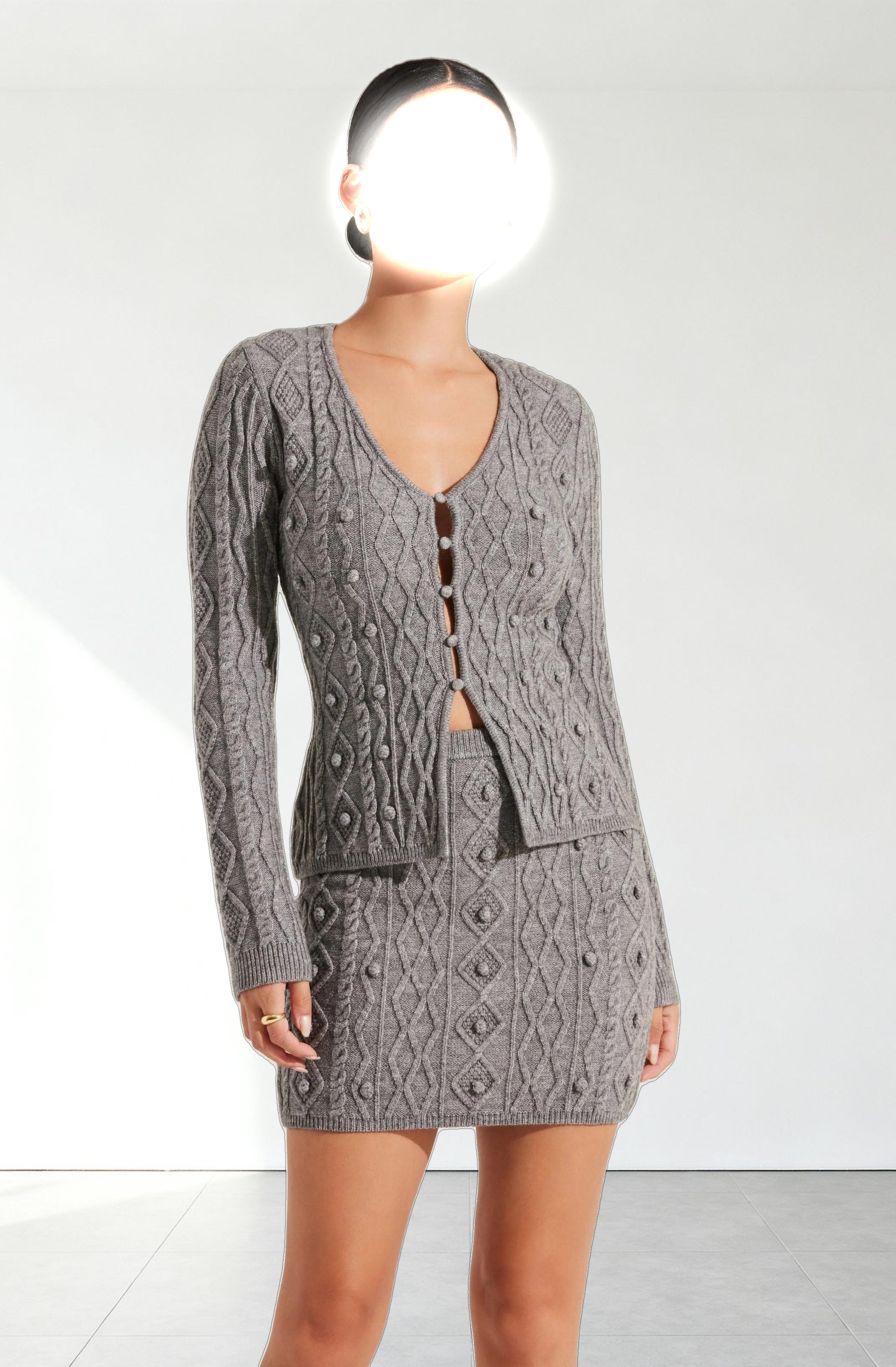 Argyle Knit Cardigan Sweater