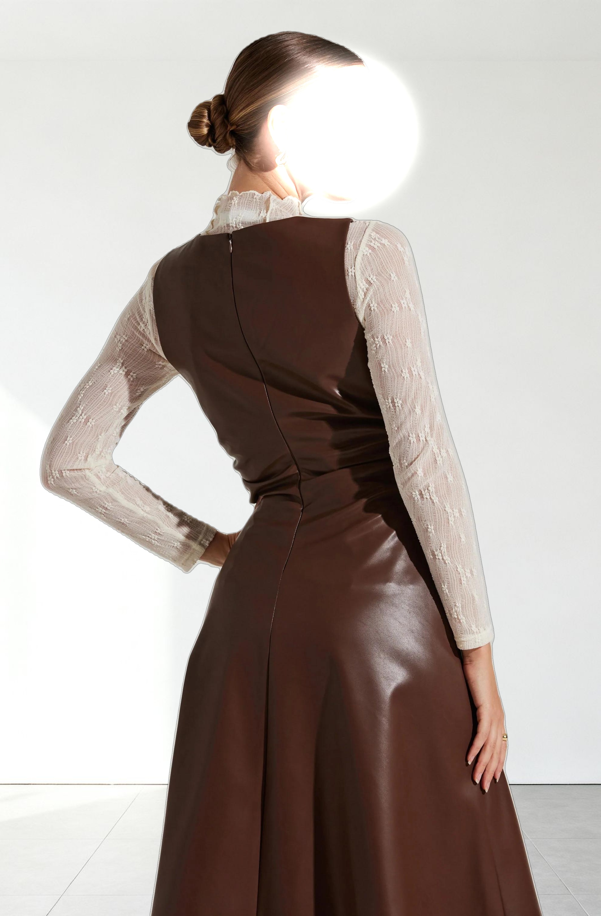 Omaira Faux Leather Midi Dress