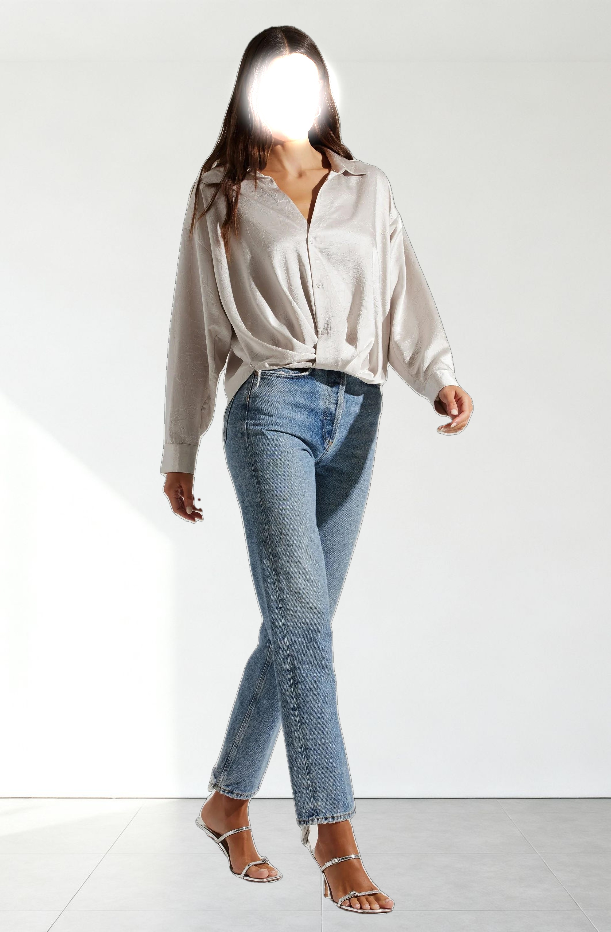 Corrine Satin Button Down Top
