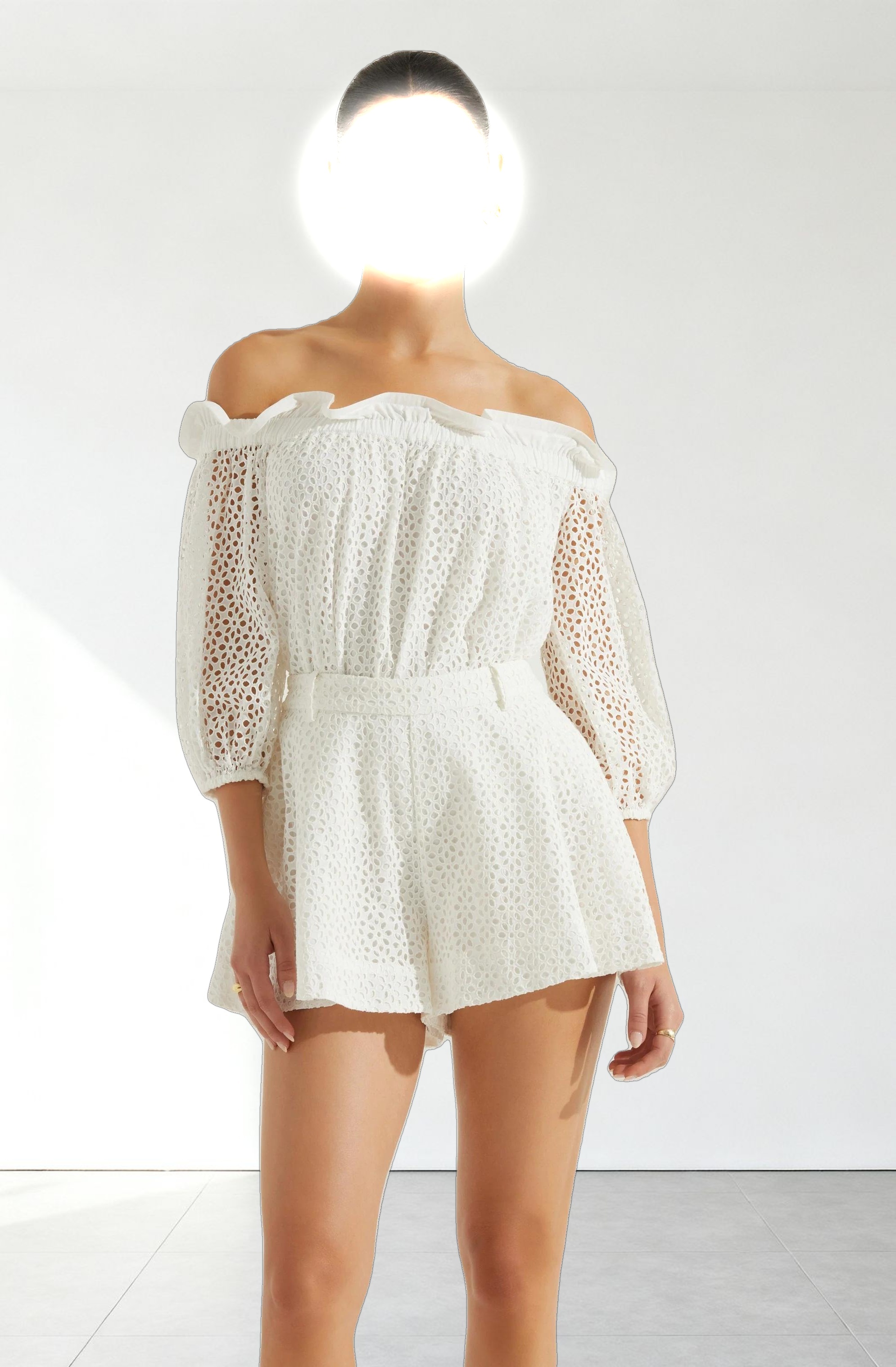 Brissa Eyelet Off Shoulder Top