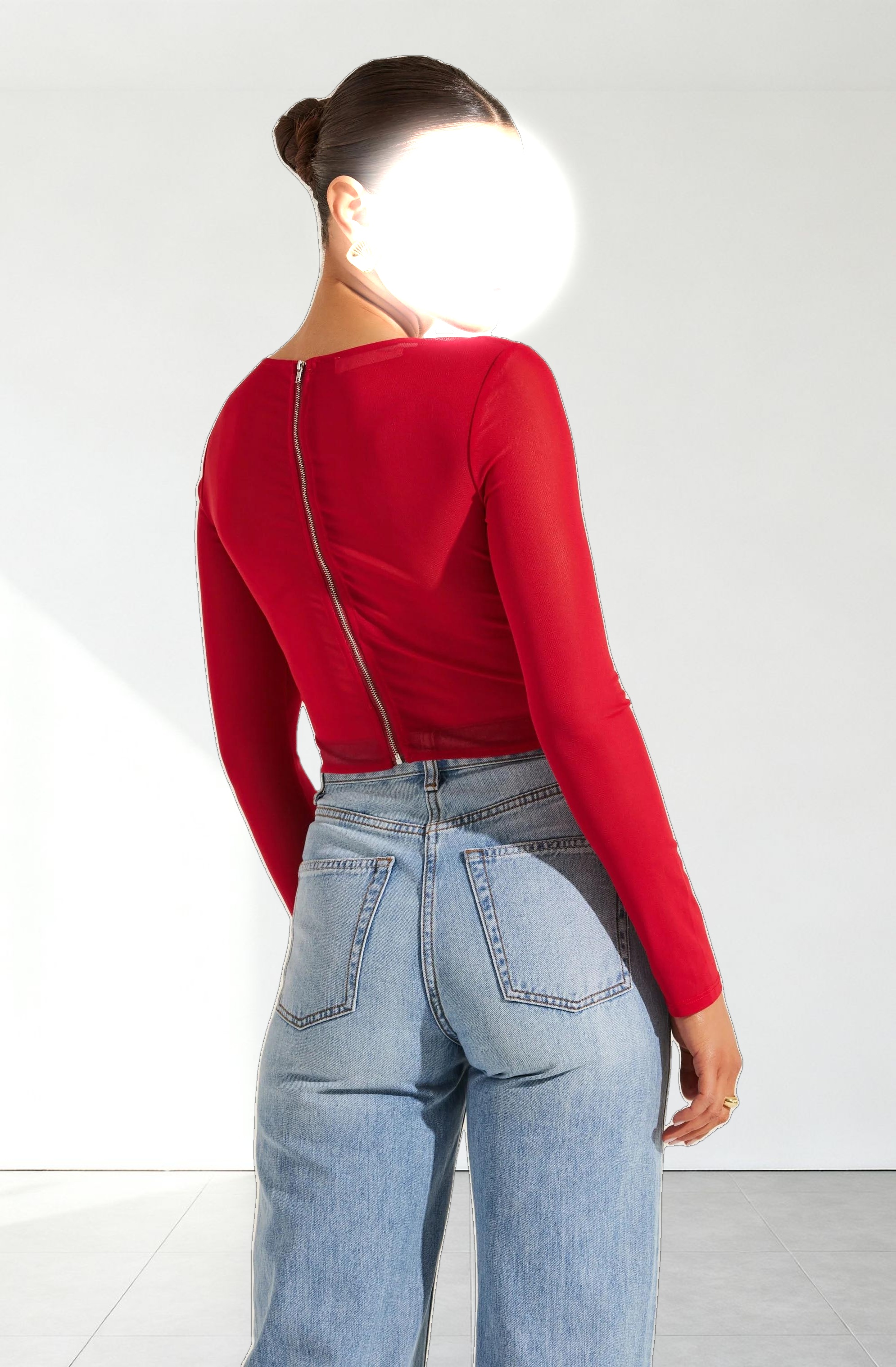 Long Sleeve Mesh Corset Top