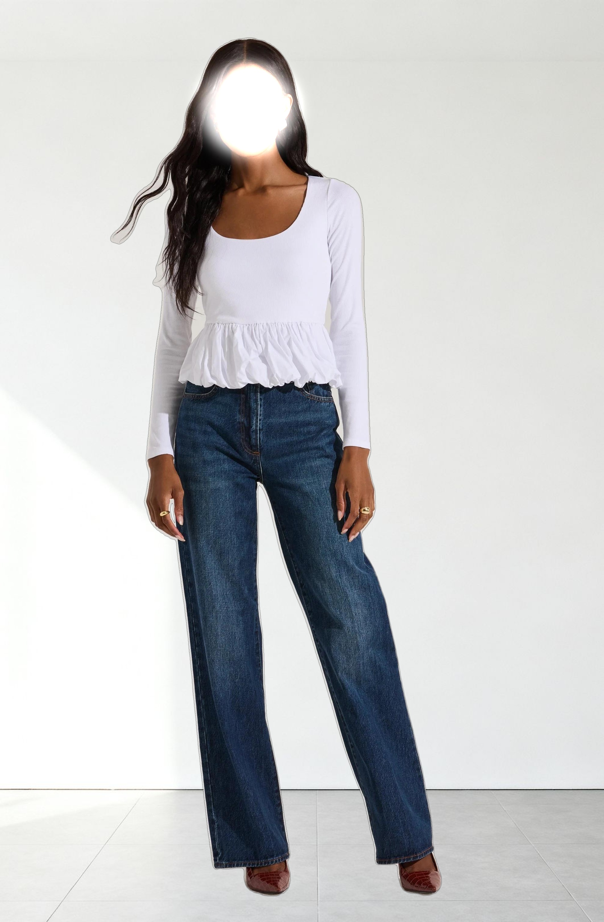 Bubble Hem Peplum Top