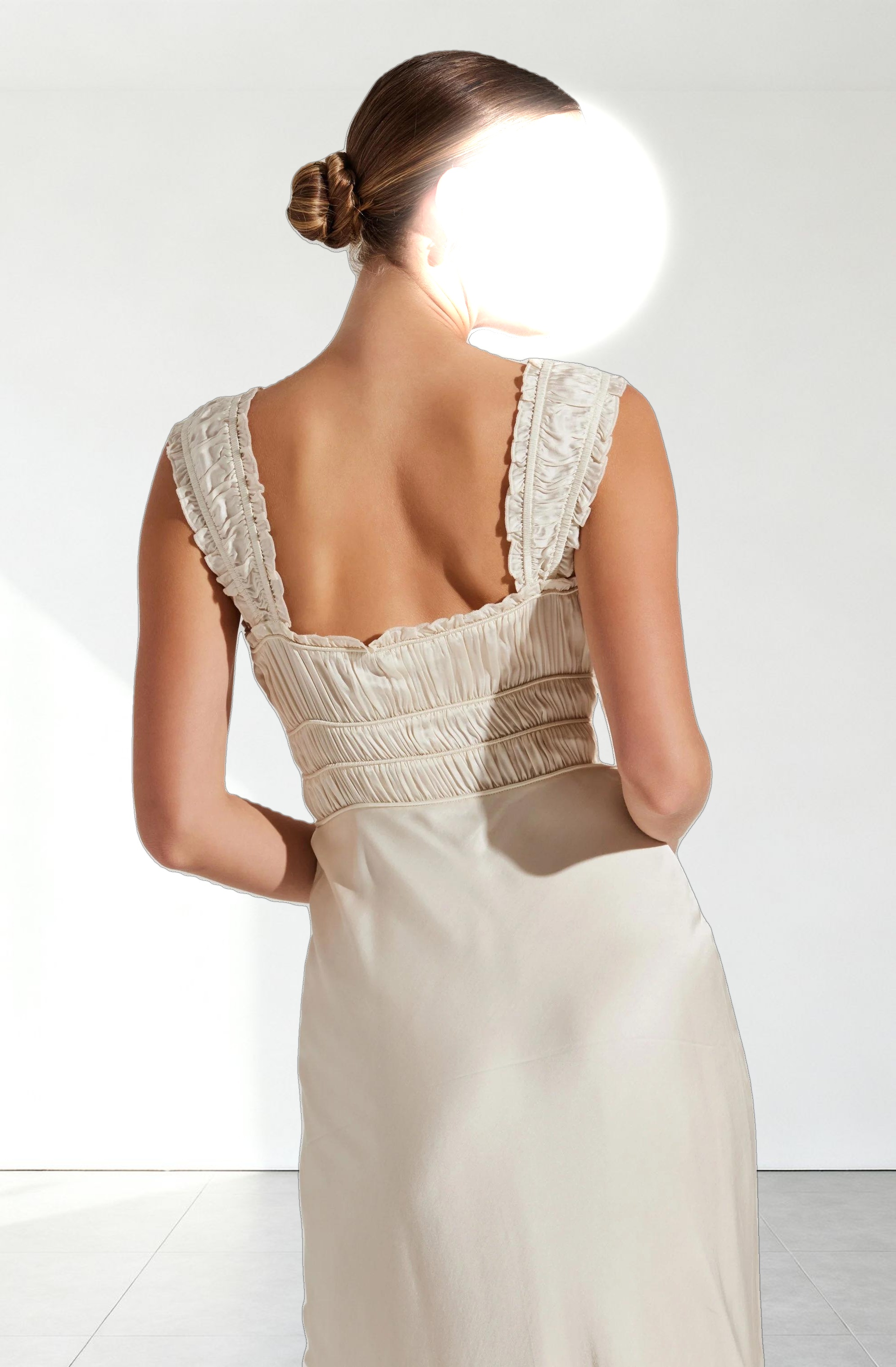 Enola Satin Smocked Midi Dress