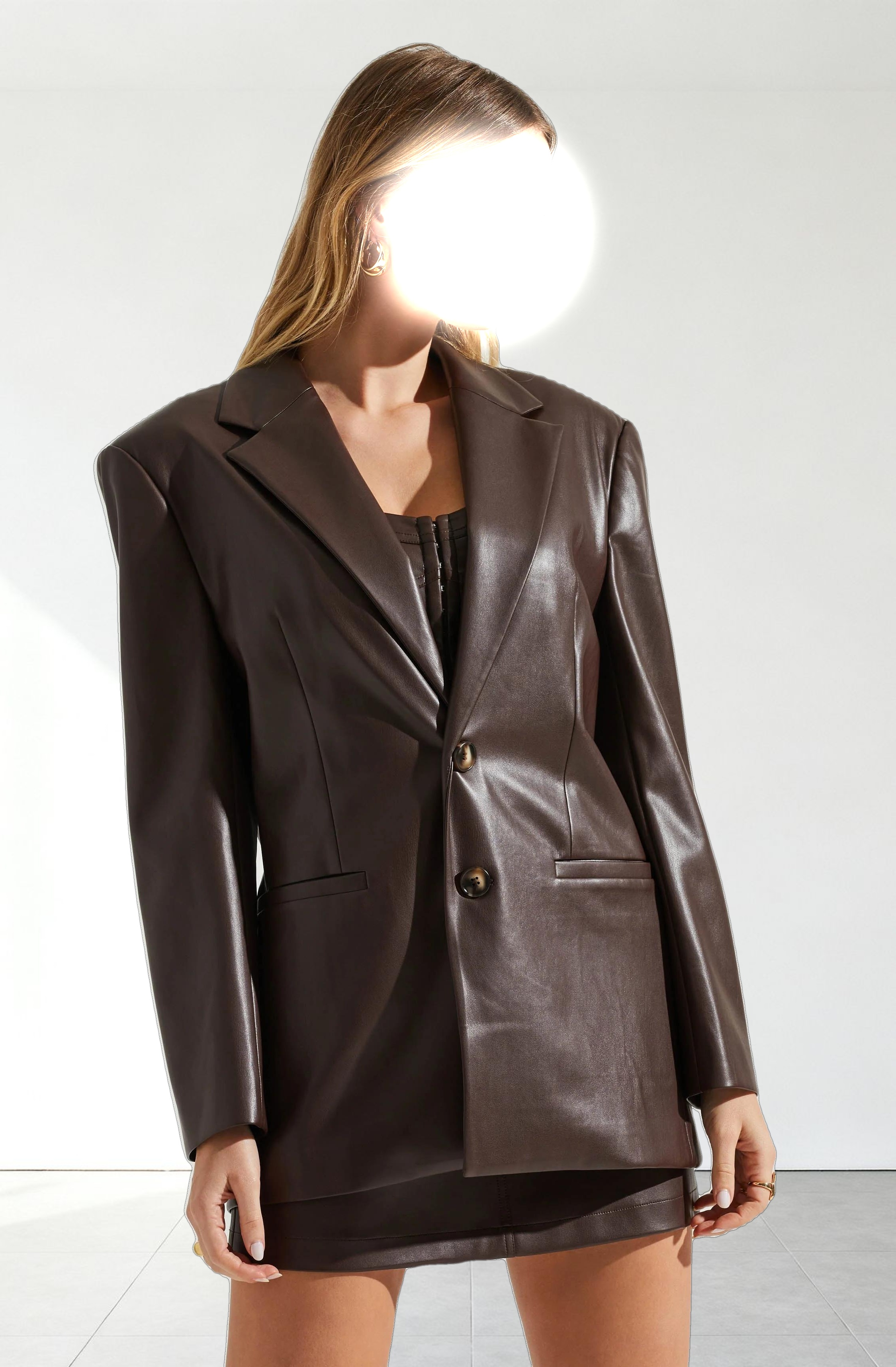 Ezra Faux Leather Oversized Blazer