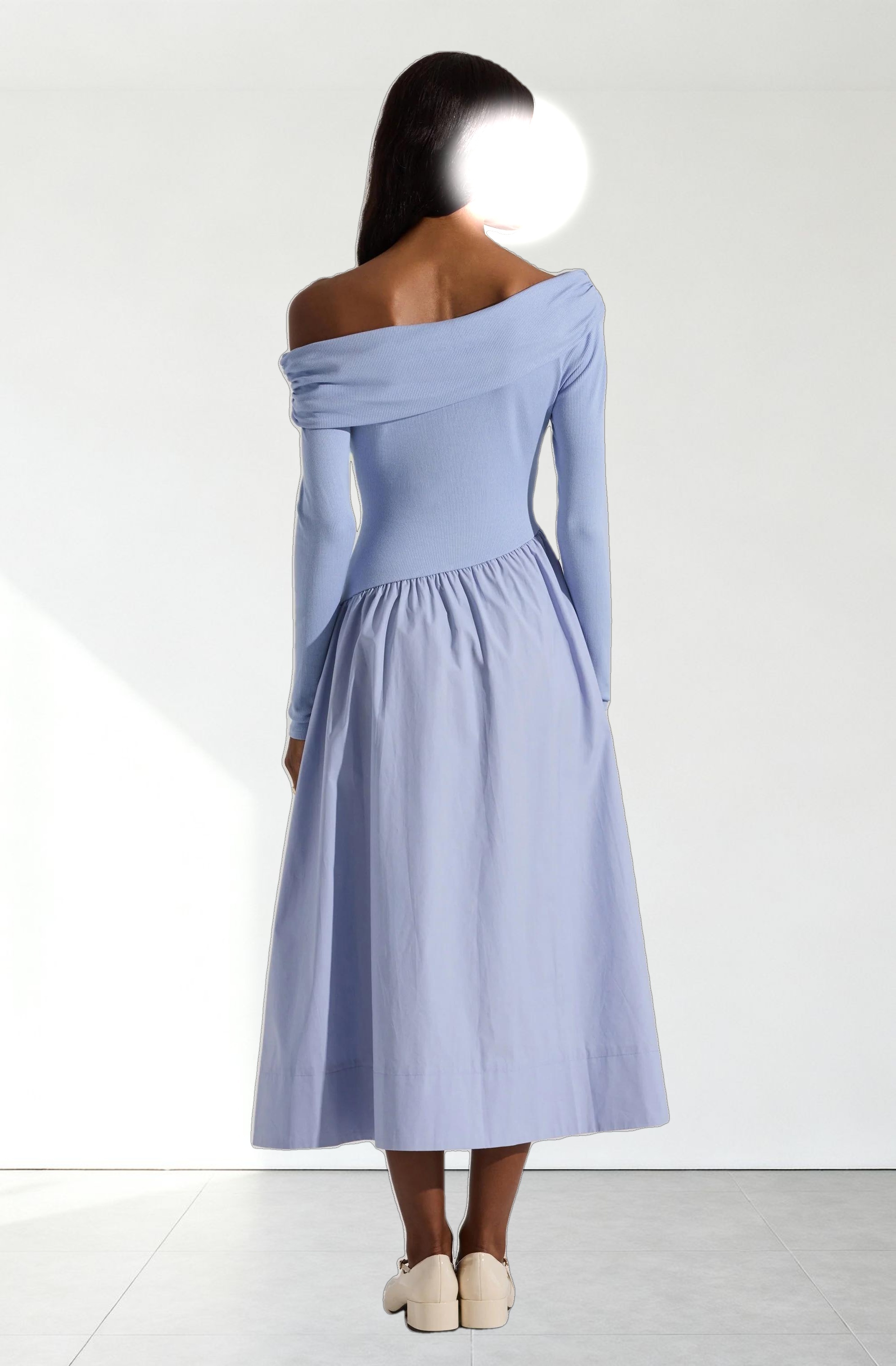 Mixed Media Off Shoulder Dress